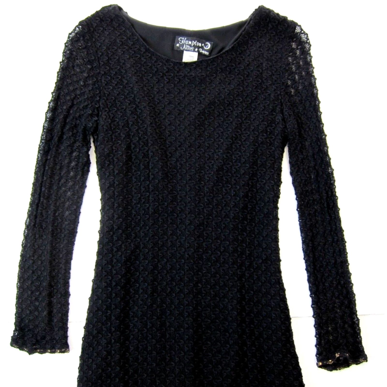Vintage VINTAGE Hampton Nites Black Stretch Long Sleeve Lined Tunic Dress 8-10 Dress Kn 32" bust 30" waist 36" hip Womens Size L / US 10 / IT 46 - 3 Thumbnail