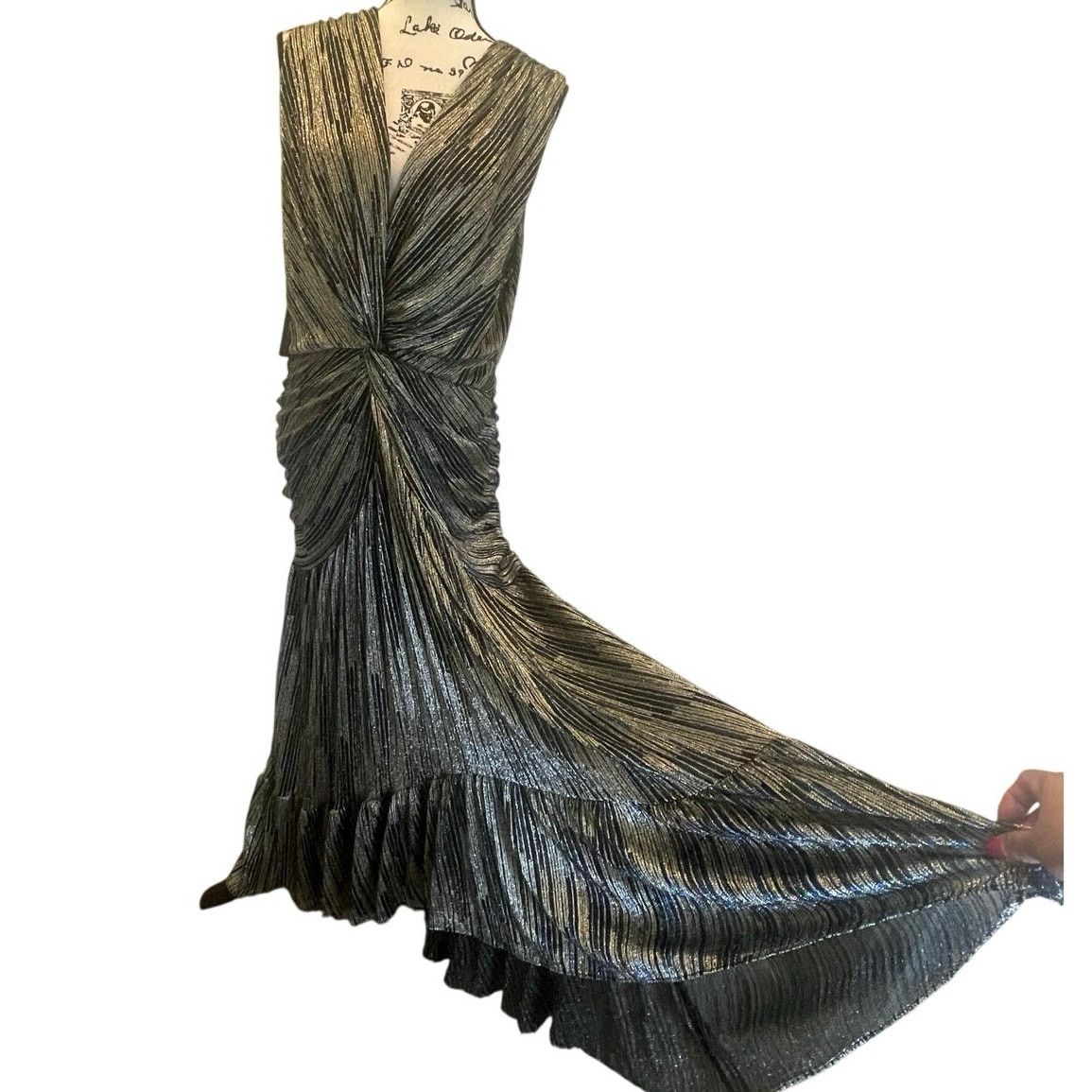MISA Los Angeles MISA LOS ANGELES MAX DRESS METALLIC AVA TWIST RUCHED SZ XL Size XL / US 12-14 / IT 48-50 - 14 Thumbnail