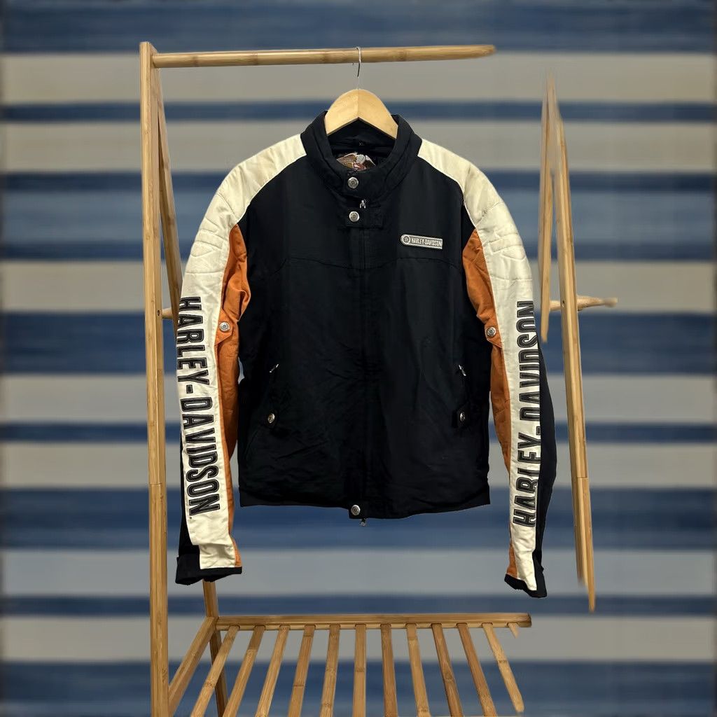 Harley Davidson VTG Harley-Davidson Men's Biker Motorcycle Nylon Orange Black Jacket XL Bomber Riding Team Size US XL / EU 56 / 4 - 1 Thumbnail