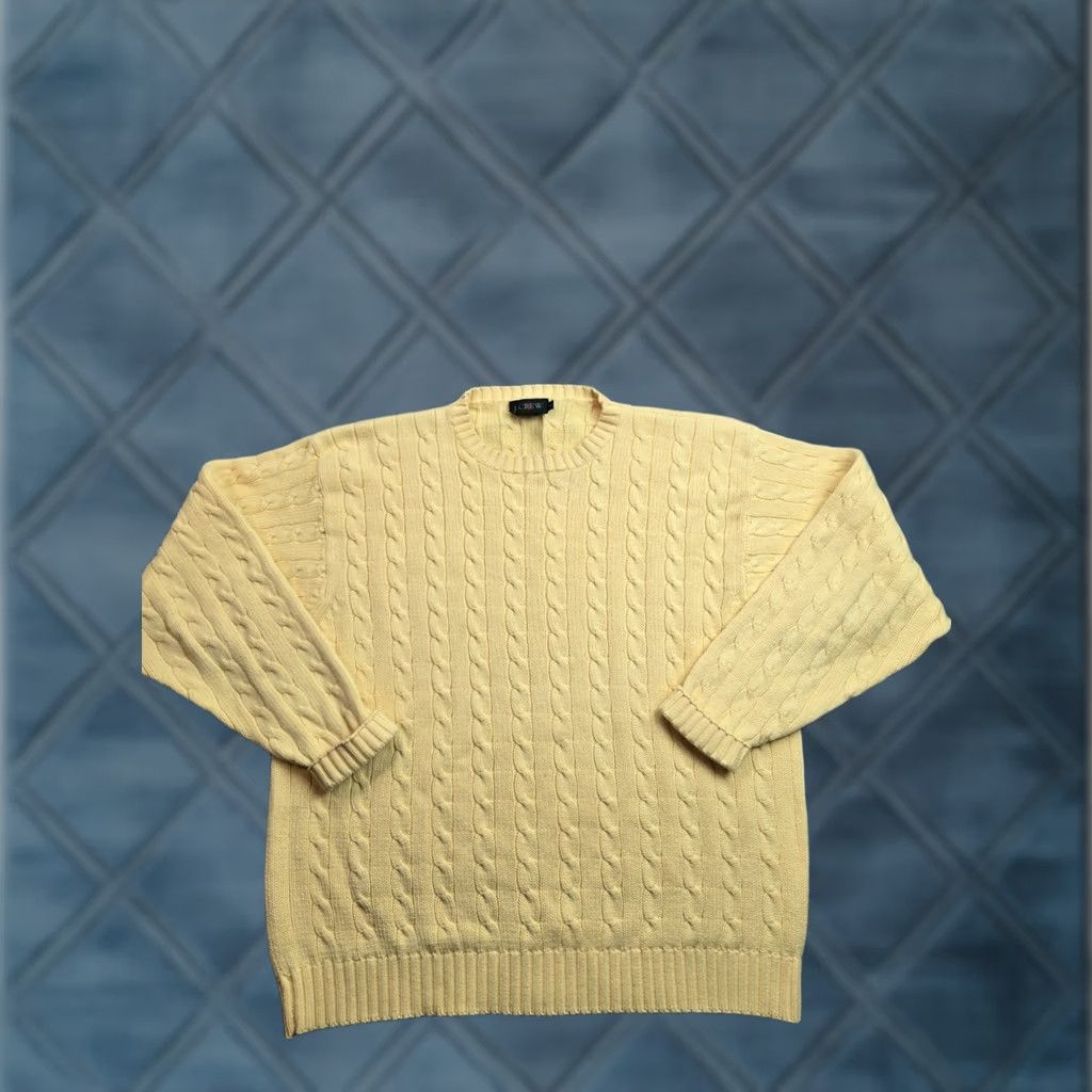 J.Crew Vintage J.Crew Oarsman Cable Knit Sweater Large Men Yellow Long Sleeve Crew Neck Size US L / EU 52-54 / 3 - 1 Thumbnail