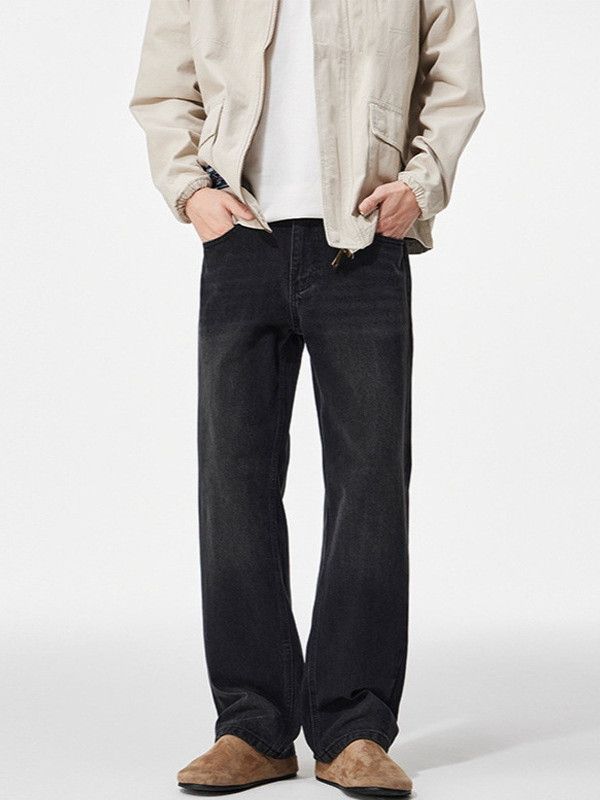 Japanese Brand Black men's loose-fitting wide-leg straight-leg jeans Size US 32 / EU 48 - 1 Thumbnail