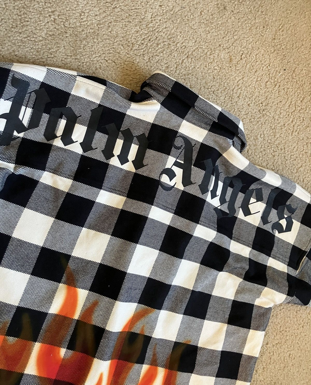 Palm Angels Palm Angels Logo Flames Flannel - Black & White Size US M / EU 48-50 / 2 - 2 Thumbnail