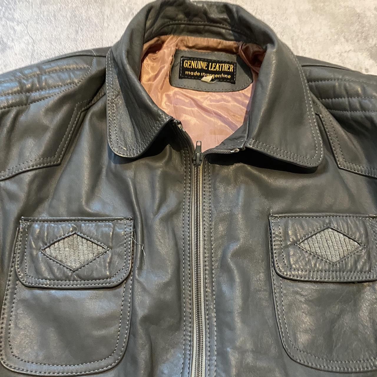Other Grey Leather Motorycycle Gangsta Vintage y2k Boxy Size 36S - 3 Thumbnail
