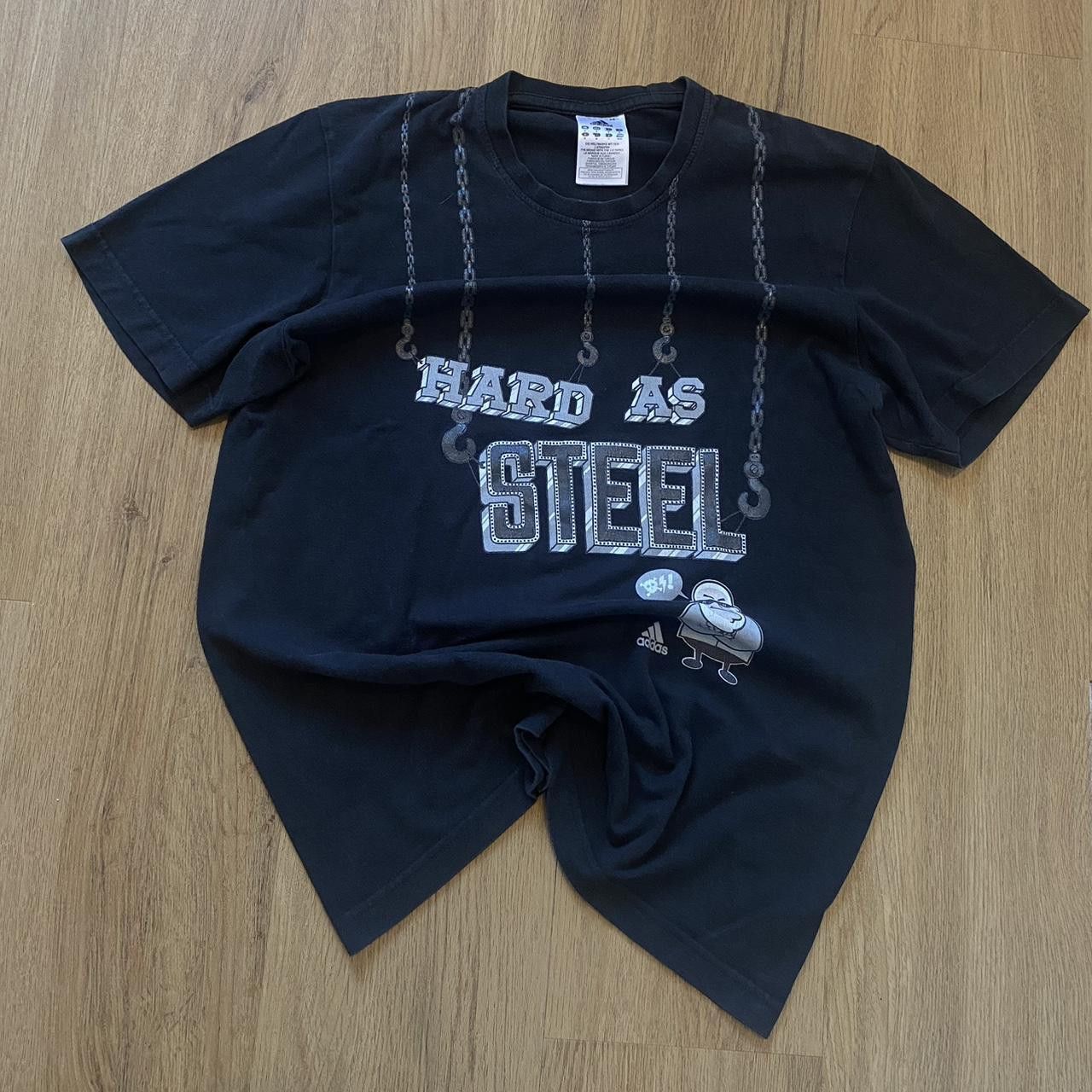 Adidas Black Hard as Steel Adidas vintage cotton t-shirt Size US M / EU 48-50 / 2 - 1 Thumbnail