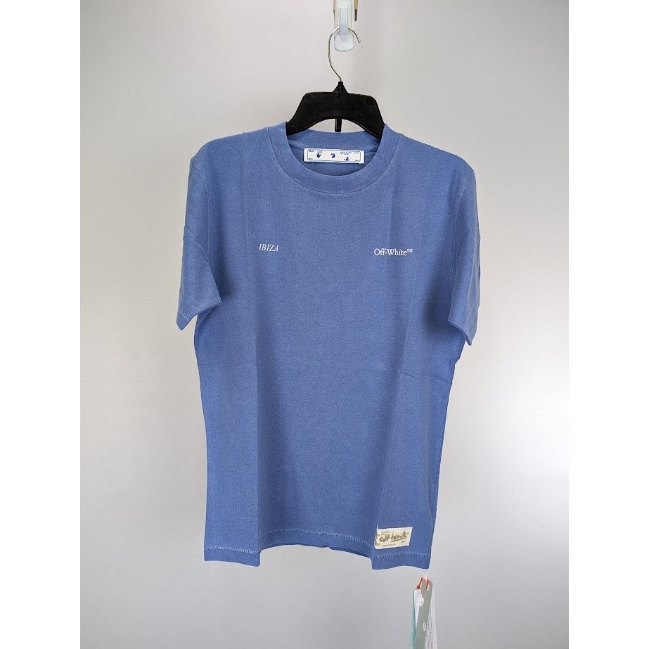 Tシャツ・カットソー Off-White Off-White Shirts Blue (OMGE004F23 FAB0014140) Bleached Stamp T-Shirt in BLUE | Off-White™