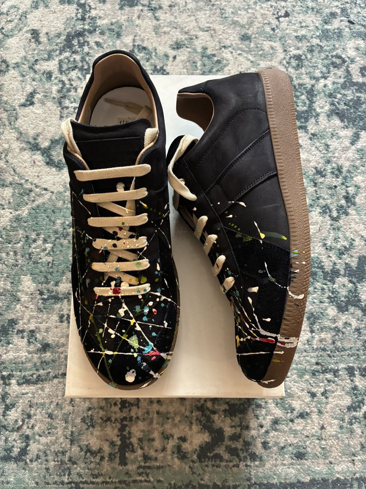 Maison Margiela Replica Paint Splatter Leather Sneakers Size US 10 / EU 43 - 4 Thumbnail