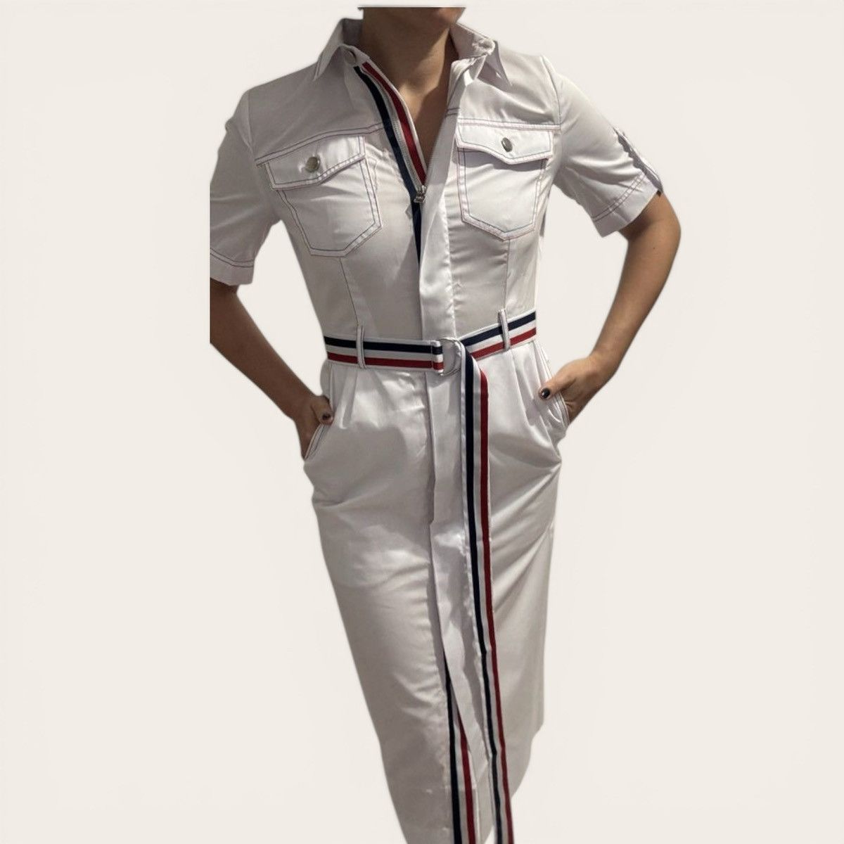 Other Andre Tan White Belted Midi Shirt Dress Utility NWOT Size M Size M / US 6-8 / IT 42-44 - 1 Thumbnail