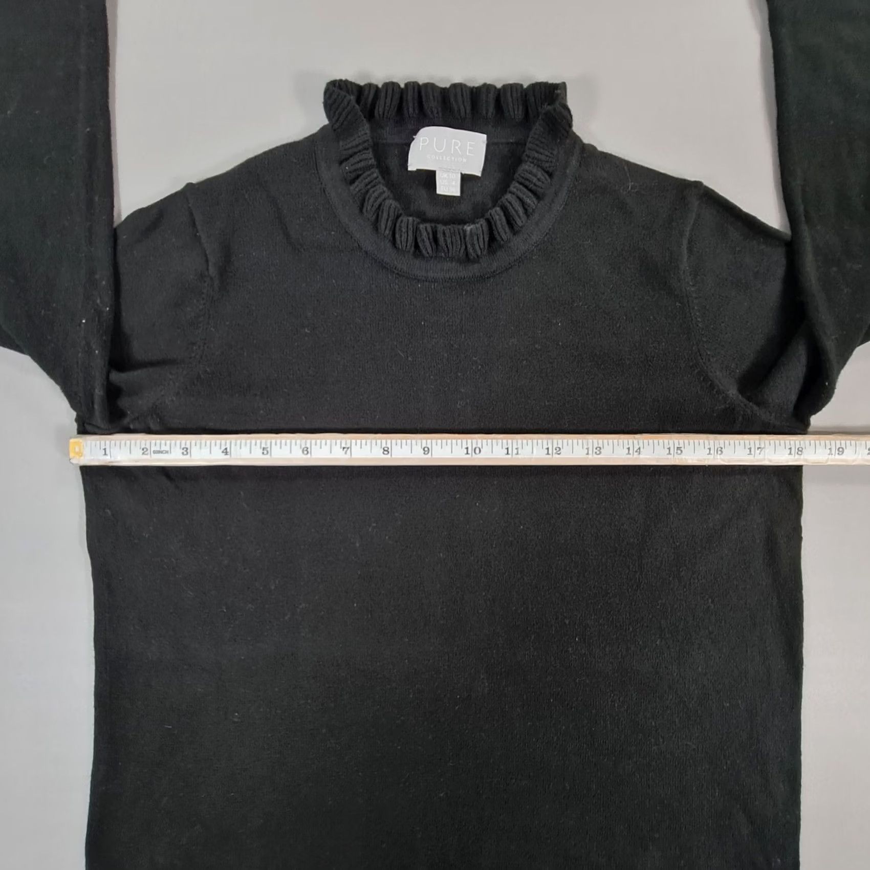 Vintage PURE Collection Jumper Womens 3/4 Sleeve Mock Neck Cotton Cashmere Pullover Black 10 UK Pullover, Jumper, Casual Womens, 95% Cotton, 5% Cashmere Size L / US 10 / IT 46 - 4 Thumbnail