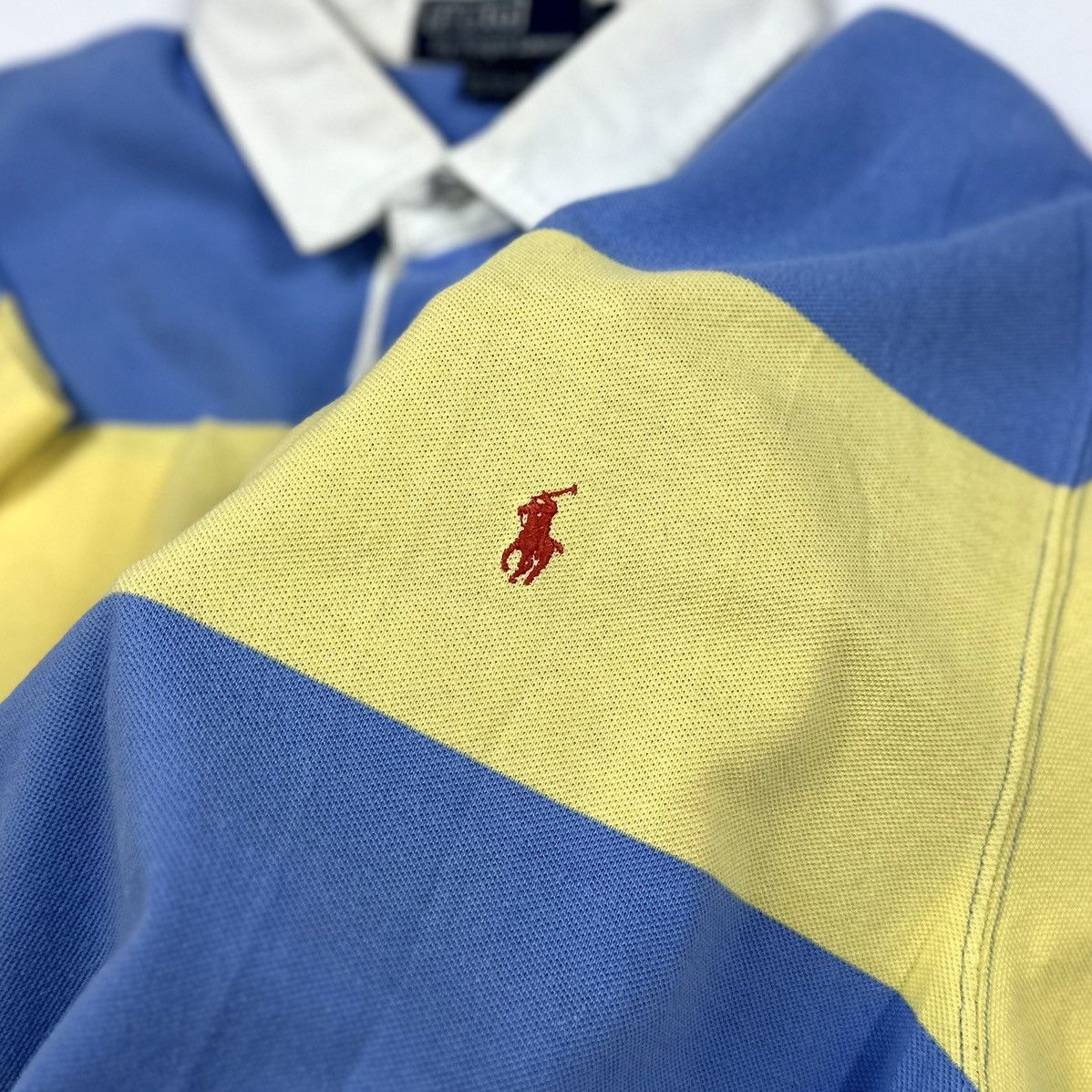 Polo Ralph Lauren × Rugby Ralph Lauren × Vintage Vintage Polo Ralph Lauren Blue/Yellow Cotton Rugby Shirt - L Size US L / EU 52-54 / 3 - 4 Thumbnail