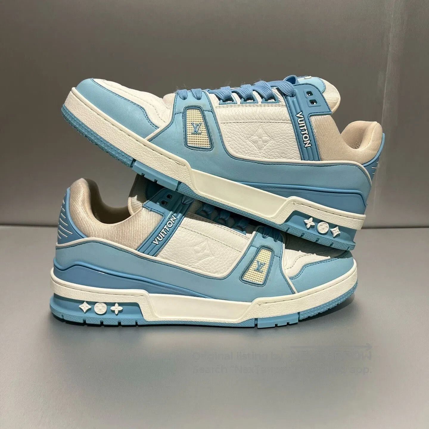 Louis Vuitton Louis Vuitton Trainer White Blue Sneakers. Size US 8.5 / EU 41-42 - 3 Thumbnail