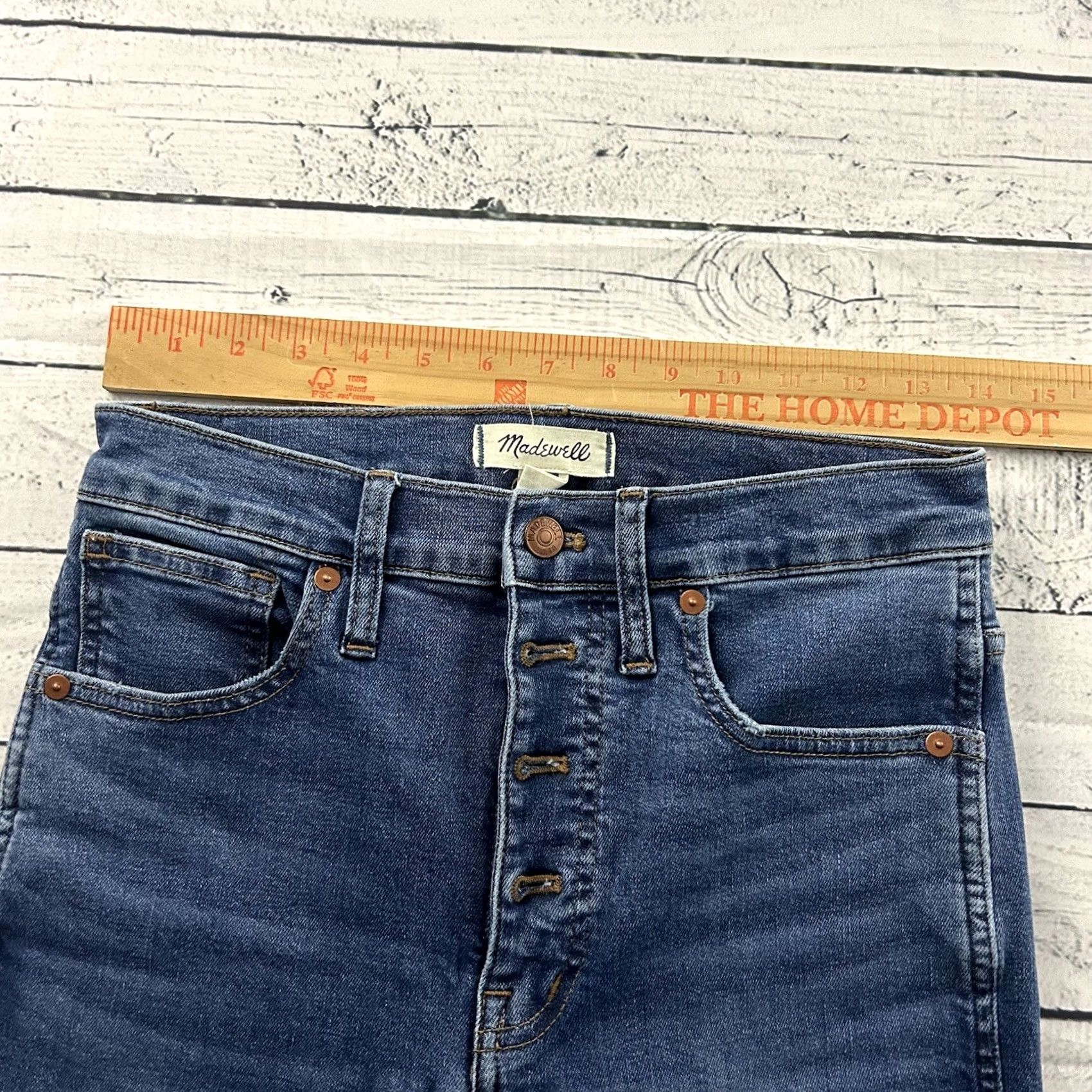 Madewell Madewell 10" Hi-Rise Button Fly Skinny Raw Hem Denim Blue Jeans Women's 27 Jeans Size 27" / US 4 / IT 40 - 5 Thumbnail