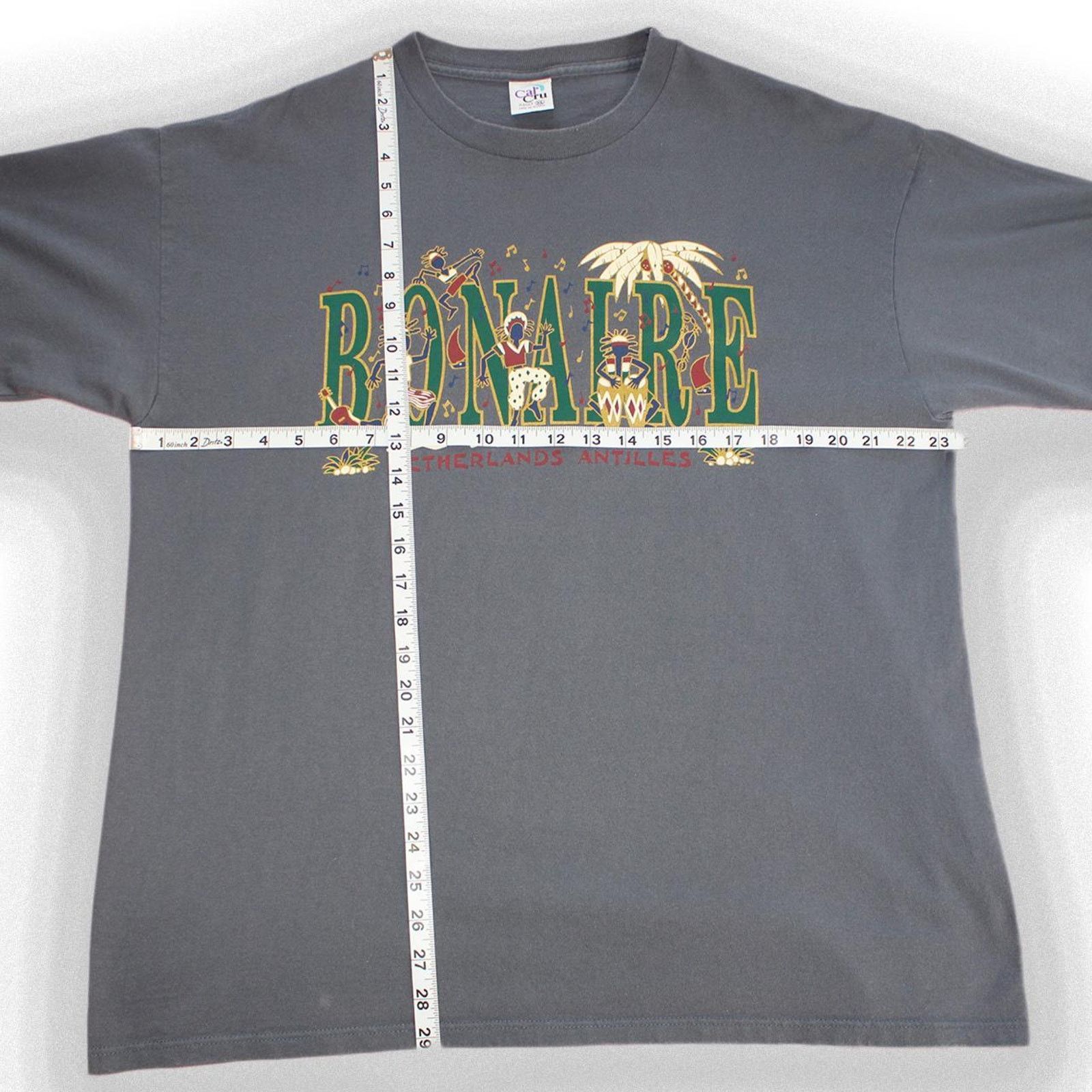 Vintage Vintage 90's Netherlands Antilles Gray Graphic Tee Size US XL / EU 56 / 4 - 2 Thumbnail