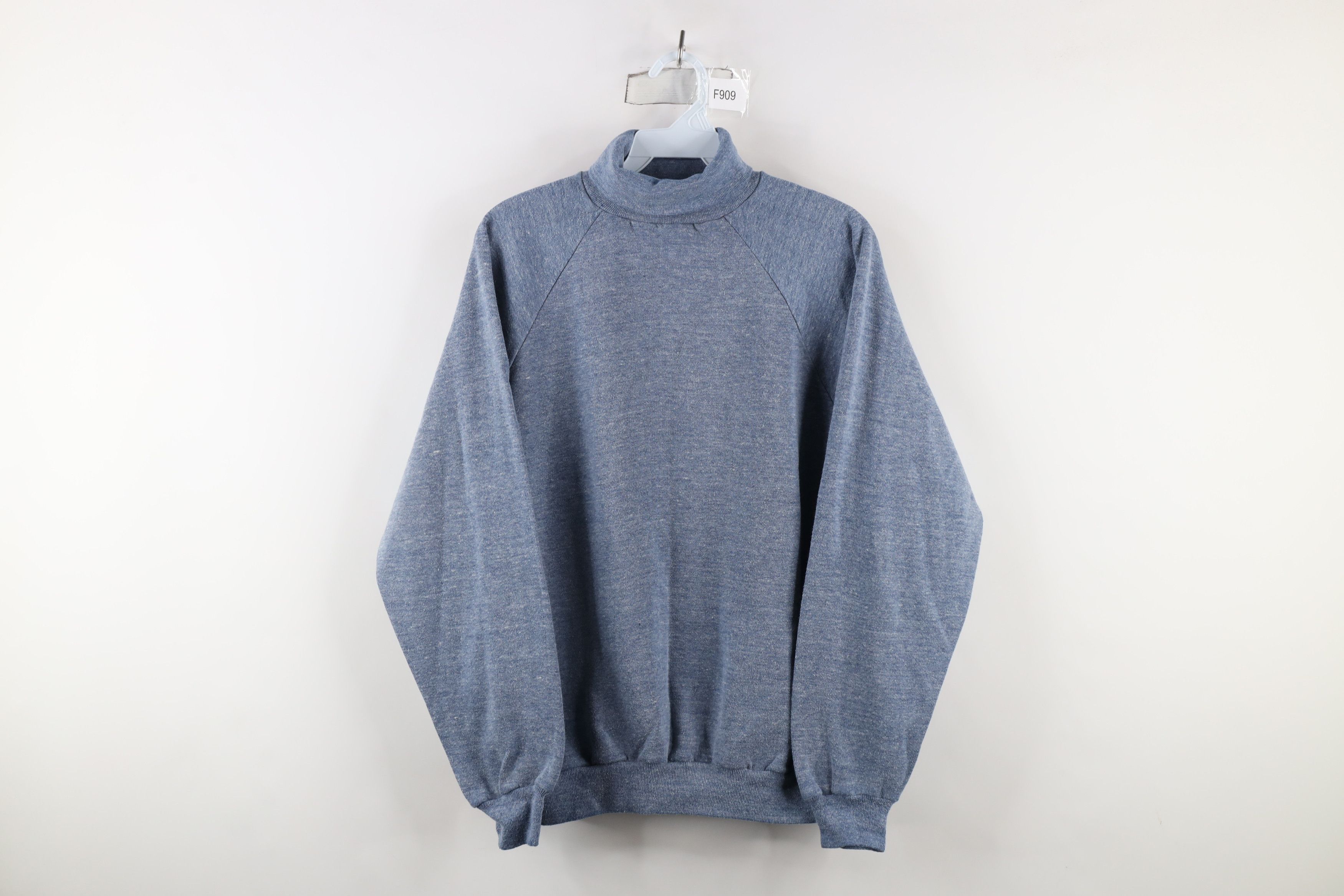 Vintage Vintage 60s 70s Streetwear Turtleneck Sweatshirt Blue USA Size US XL / EU 56 / 4 - 1 Thumbnail