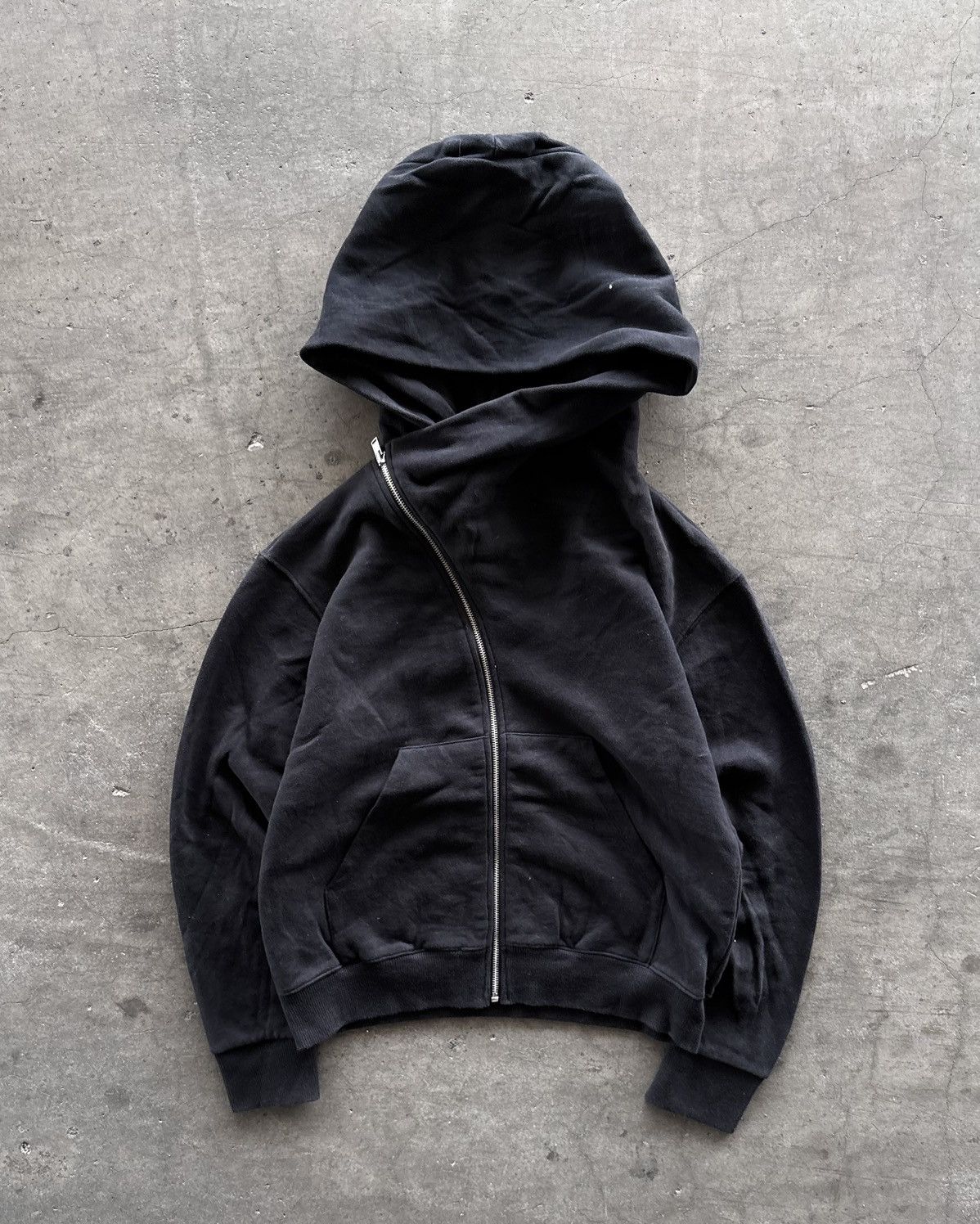 Japanese Brand Rick Owens Style Vkei Vampire Assymetrical Zip Up Hoodie Size US M / EU 48-50 / 2 - 3 Thumbnail