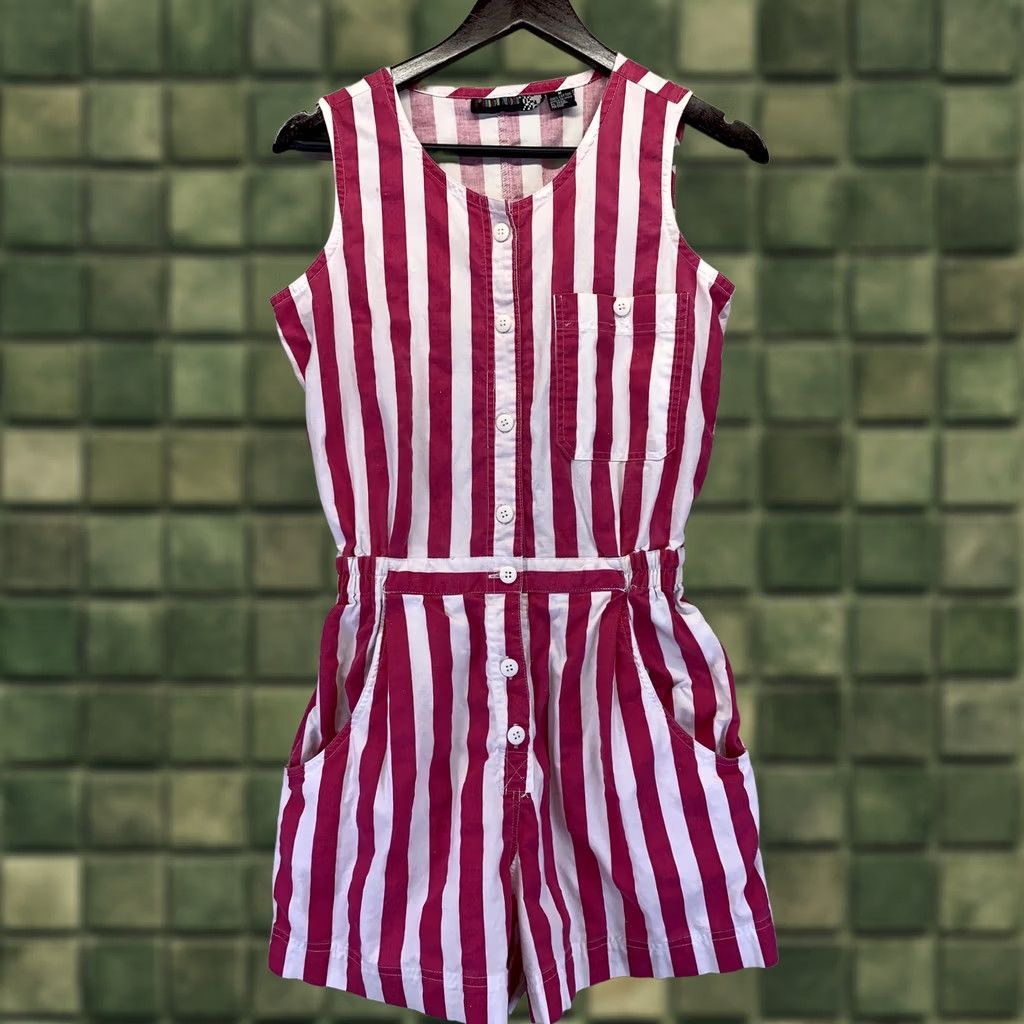 Pinko VINTAGE Pinot Noir Womens Pink White Short Alls Jumper Romper M 1990s 90s Jumper Romper Spots Wear Size M / US 6-8 / IT 42-44 - 1 Thumbnail