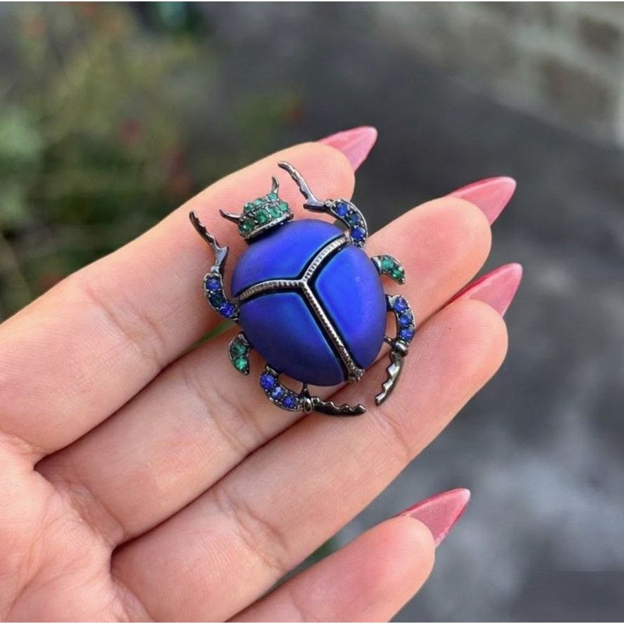 Other Scarab Beetle Animal Brooch Refined Pin Blue Rhinestones Ins Size ONE SIZE - 1 Thumbnail