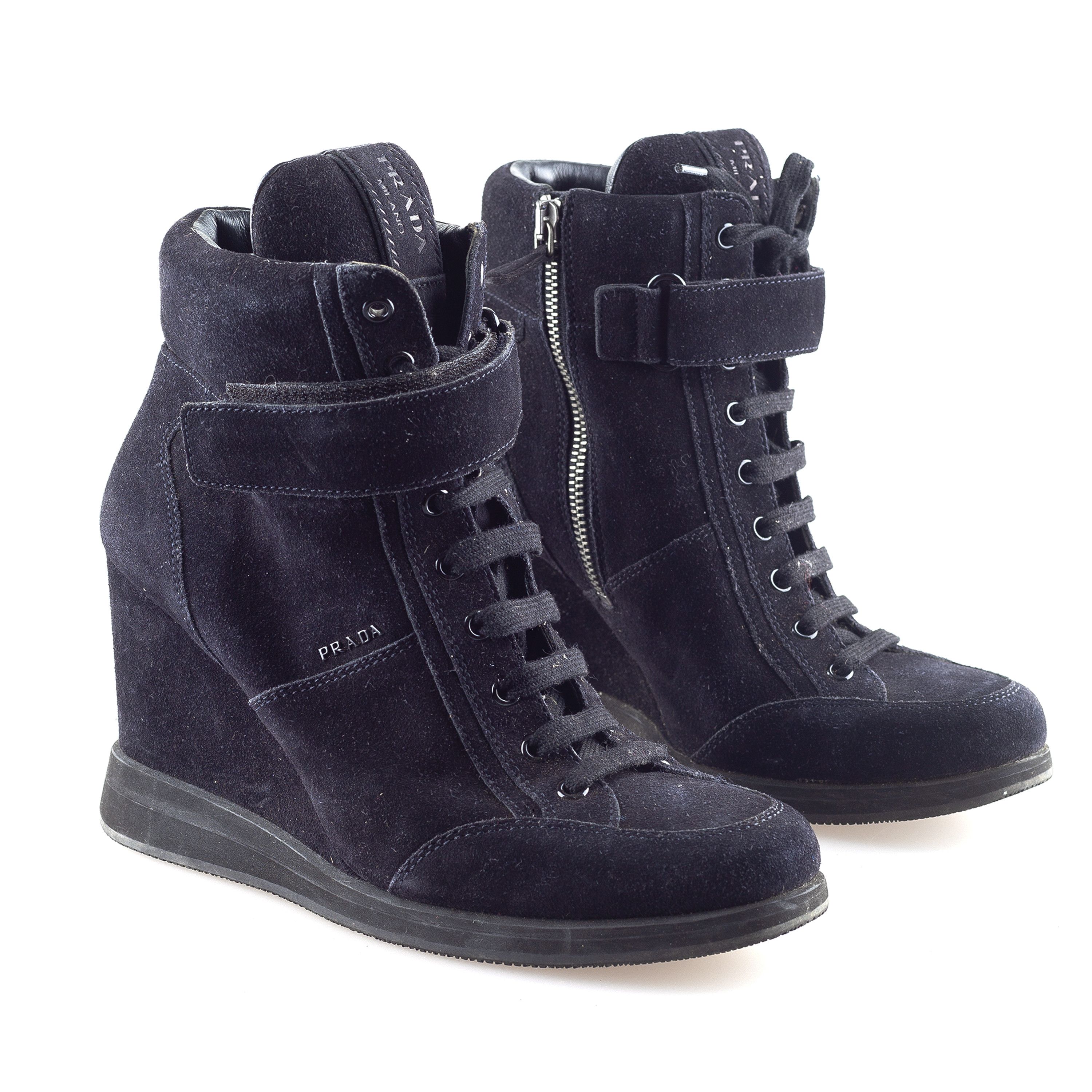 Prada Prada Navy Vintage Wedge Sneakers (38 IT / 39 EU) Size US 8 / IT 38 - 1 Thumbnail