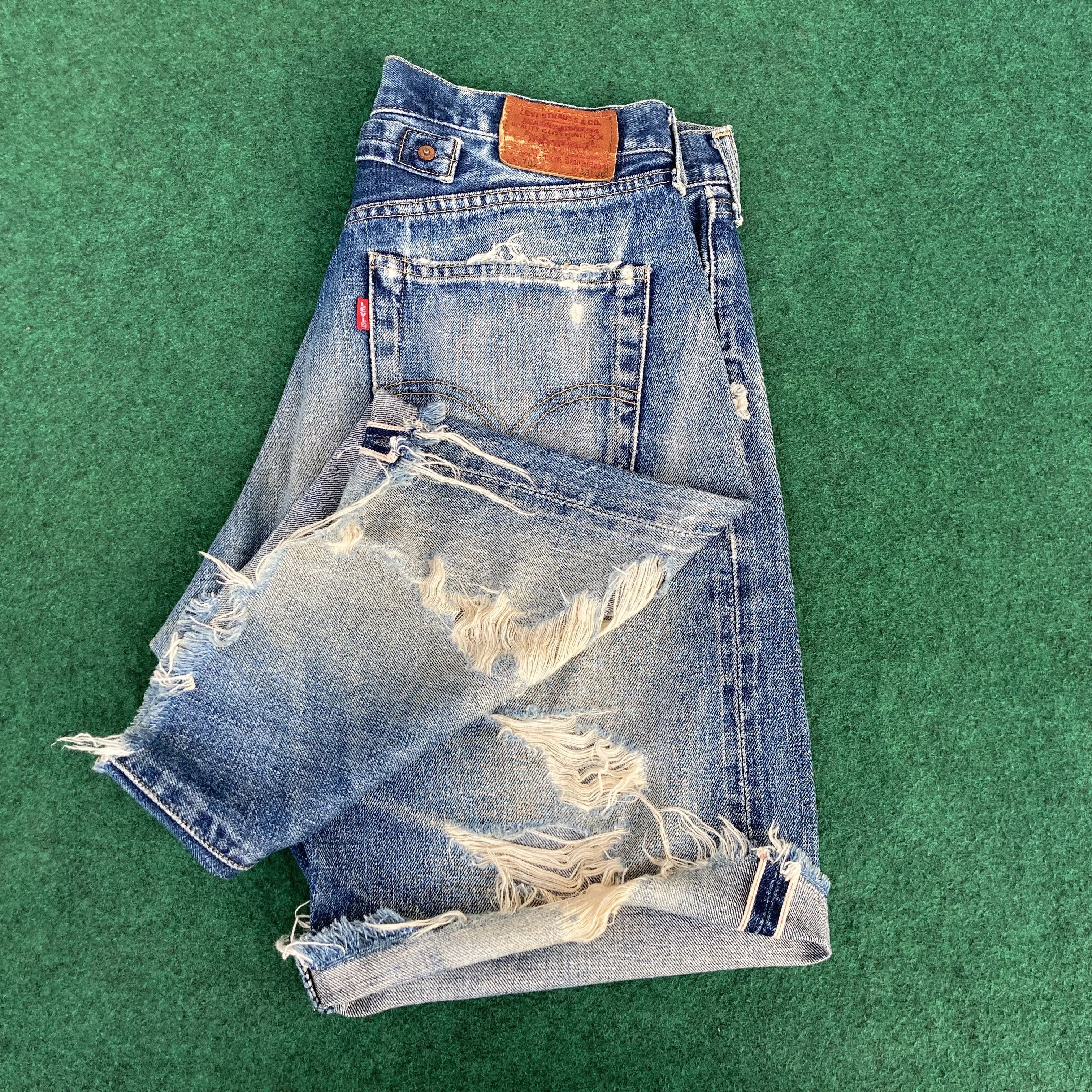 Levi's Vtg Levis 702 Big E Short Pants Redline Selvedge Jorts Jeans Size US 31 - 3 Thumbnail