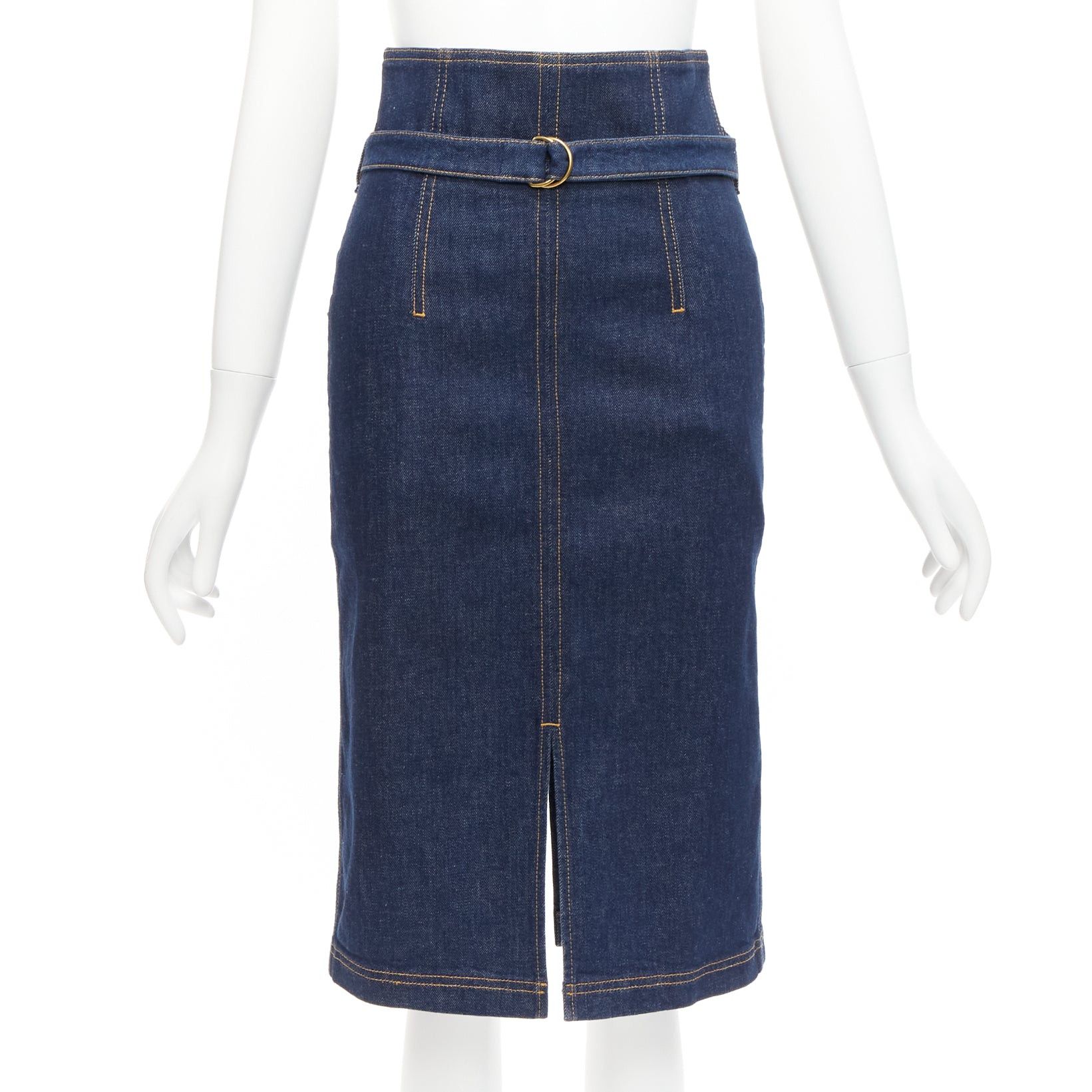 Philosophy di Lorenzo Serafini PHILOSOPHY DI LORENZO SERAFINI Olivia denim belted pencil skirt IT38 XS Size 26" / US 2 / IT 38 - 1 Thumbnail
