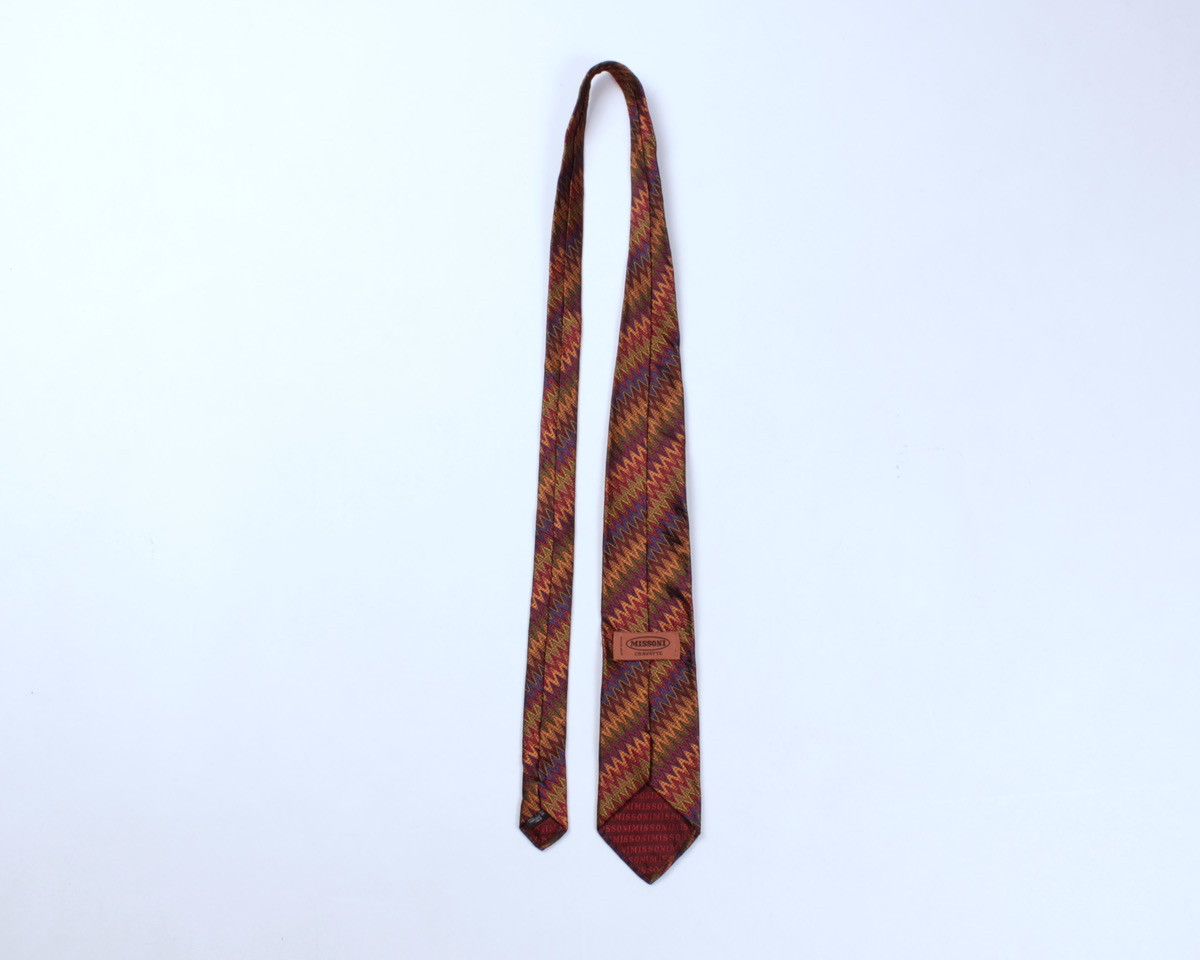 Designer × Missoni × Vintage MISSONI Cravatte Vintage Geometric Zig Zag Chevron Silk Tie Size ONE SIZE - 6 Thumbnail