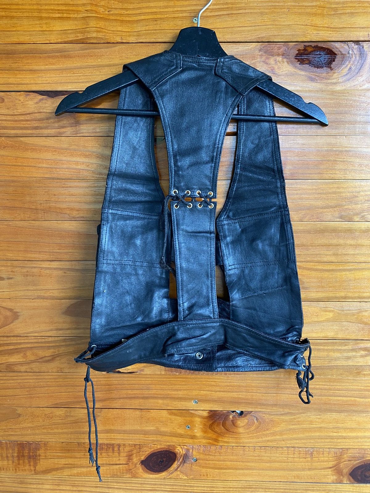 Genuine Leather Black Leather Utility Vest Bike Style Adjustable Strap Vest Size US S / EU 44-46 / 1 - 8 Thumbnail