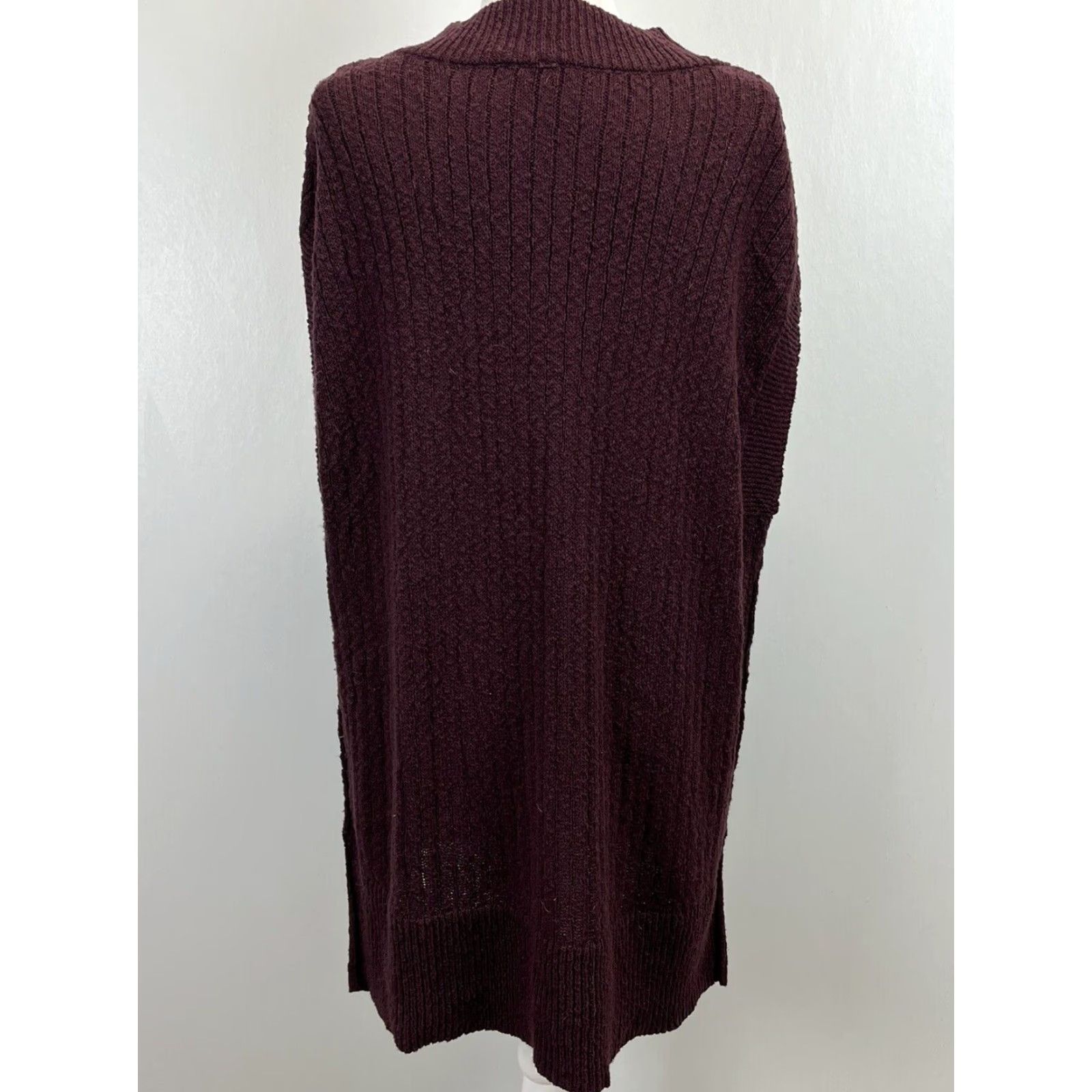 Free People Free People Clyde Vest Women M Maroon V-Neck Oversized Knit Mermaid Tail Size M / US 6-8 / IT 42-44 - 3 Thumbnail
