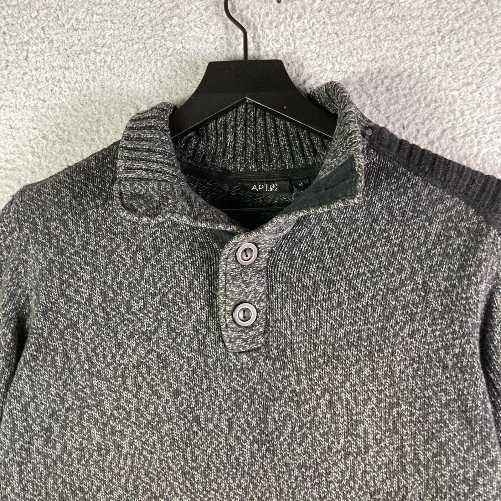 Apt. 9 Sweater Mens Gray Pullover Size Medium 1/4 Button Knit Size US M / EU 48-50 / 2 - 5 Thumbnail