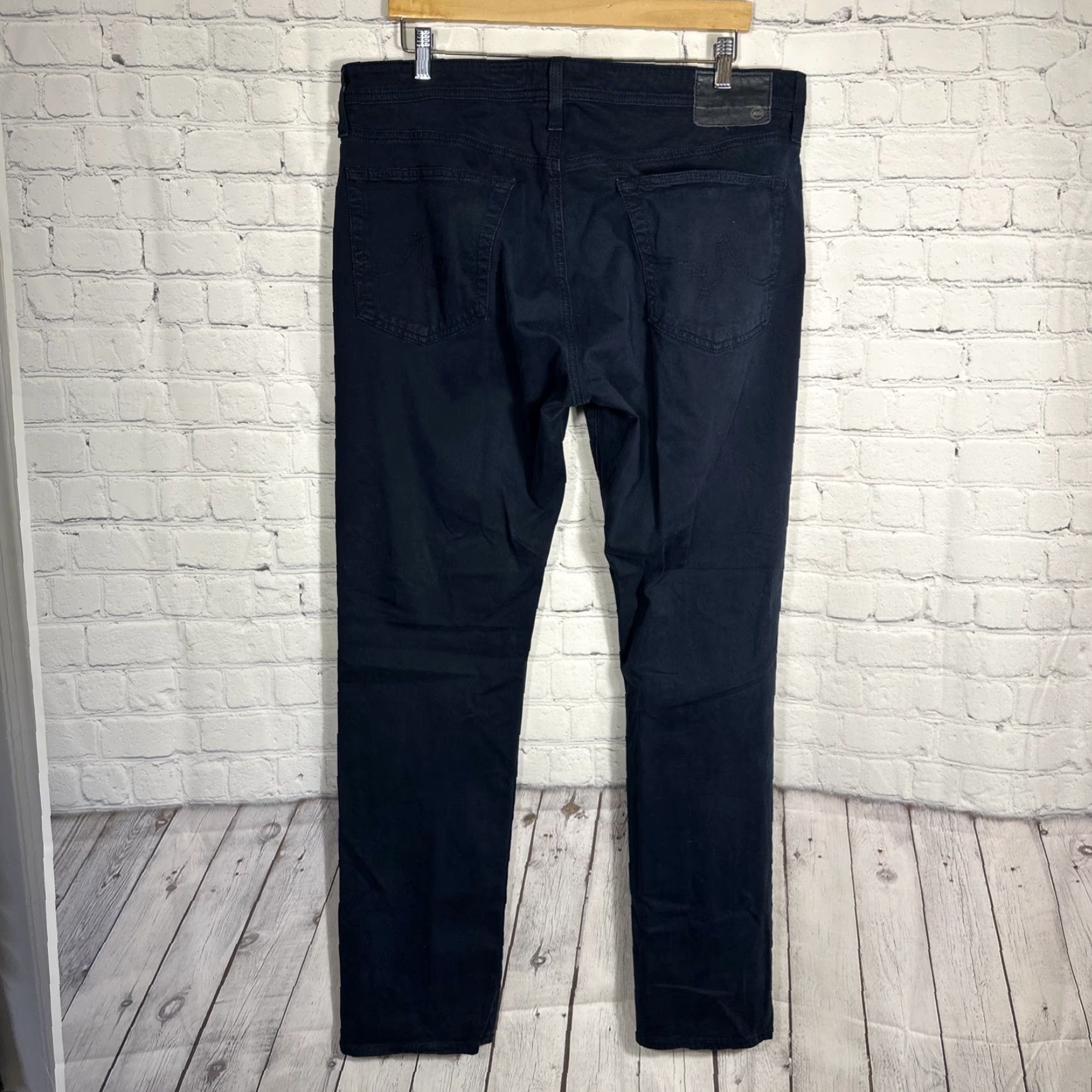 Vintage AG Adriano Goldschmied The Everett Slim Straight Jeans 36 Navy Blue Cotton Denim 34 Inseam Men Regular Zip Size US 36 / EU 52 - 6 Thumbnail