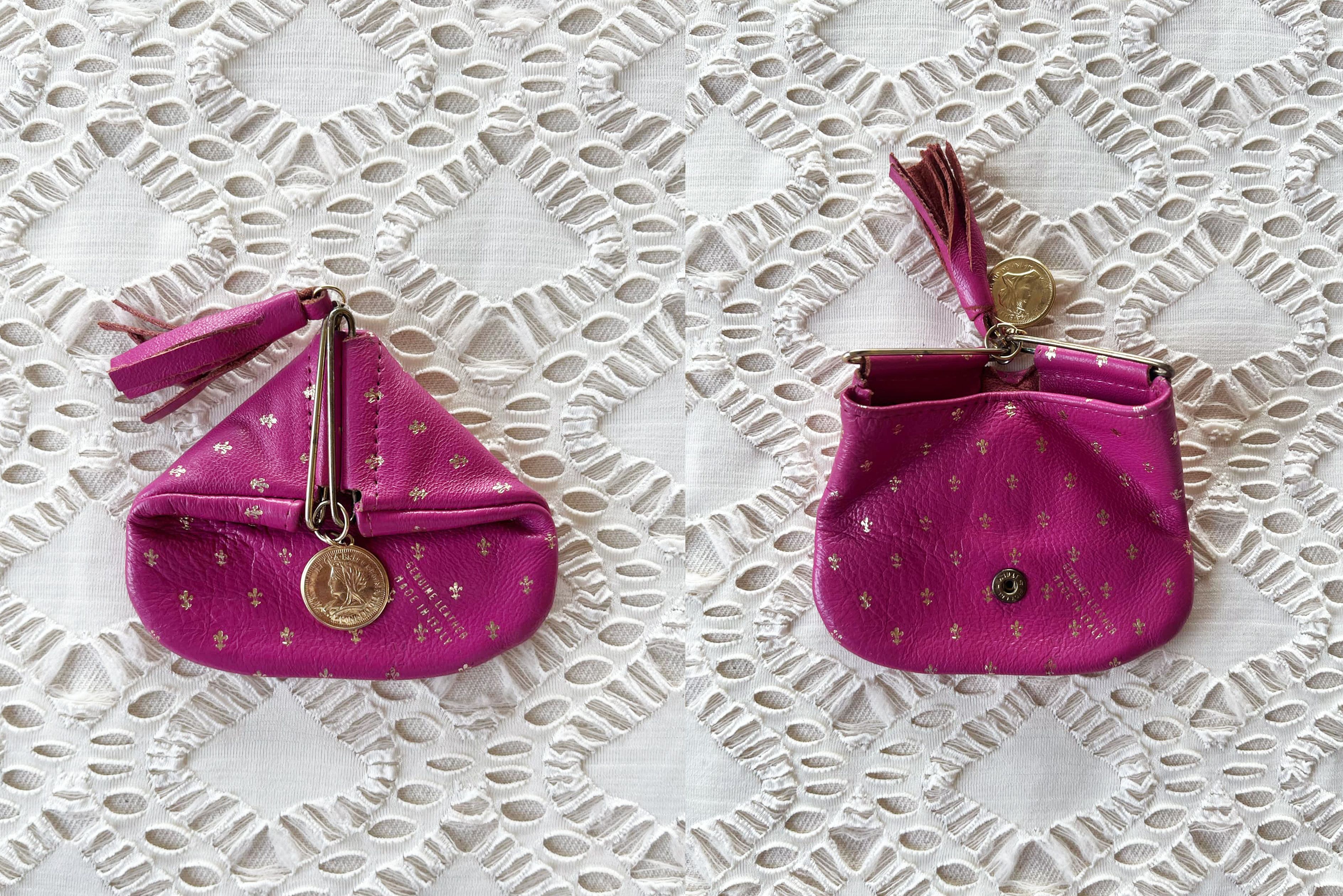 Vintage Slide Snap leather embossed gold fleur de lis coin purse Size ONE SIZE - 5 Thumbnail