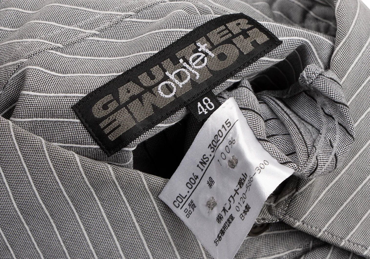 Jean Paul Gaultier Cotton Diagonal Stripe Dress Shirt in Grey and White, Size Size US M / EU 48-50 / 2 - 17 Thumbnail