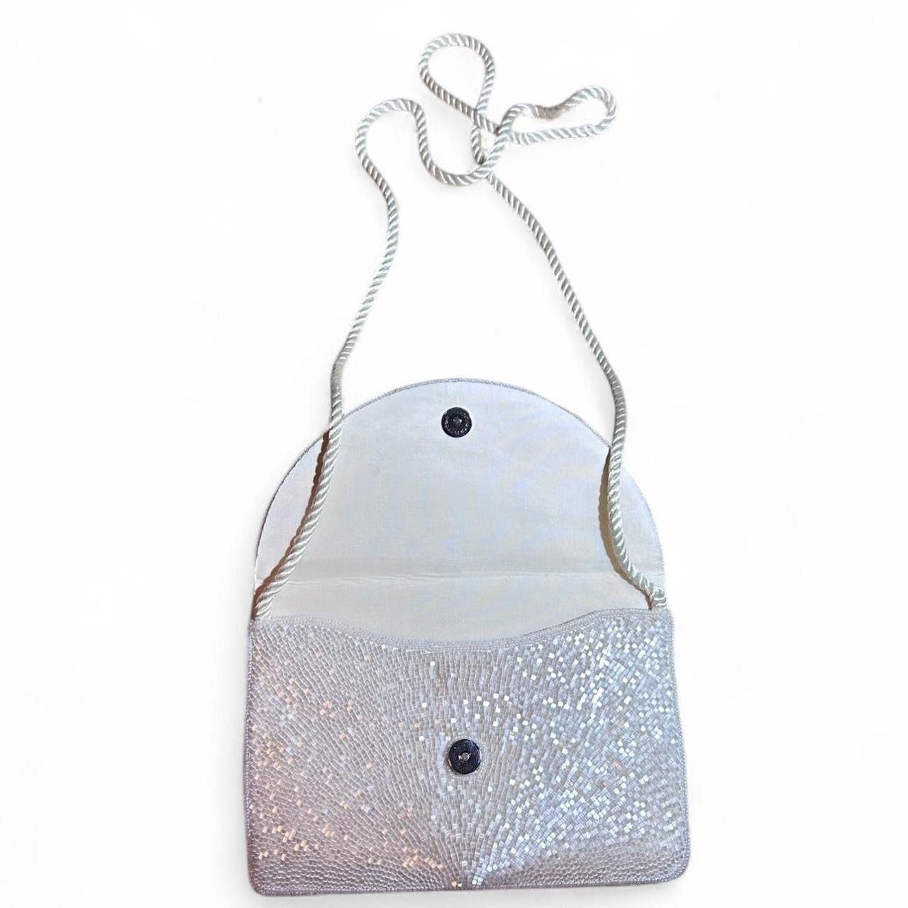 Vintage Pearl & Glass Beaded Vintage Sequin Clutch Bag w/silk strap Size ONE SIZE - 2 Thumbnail