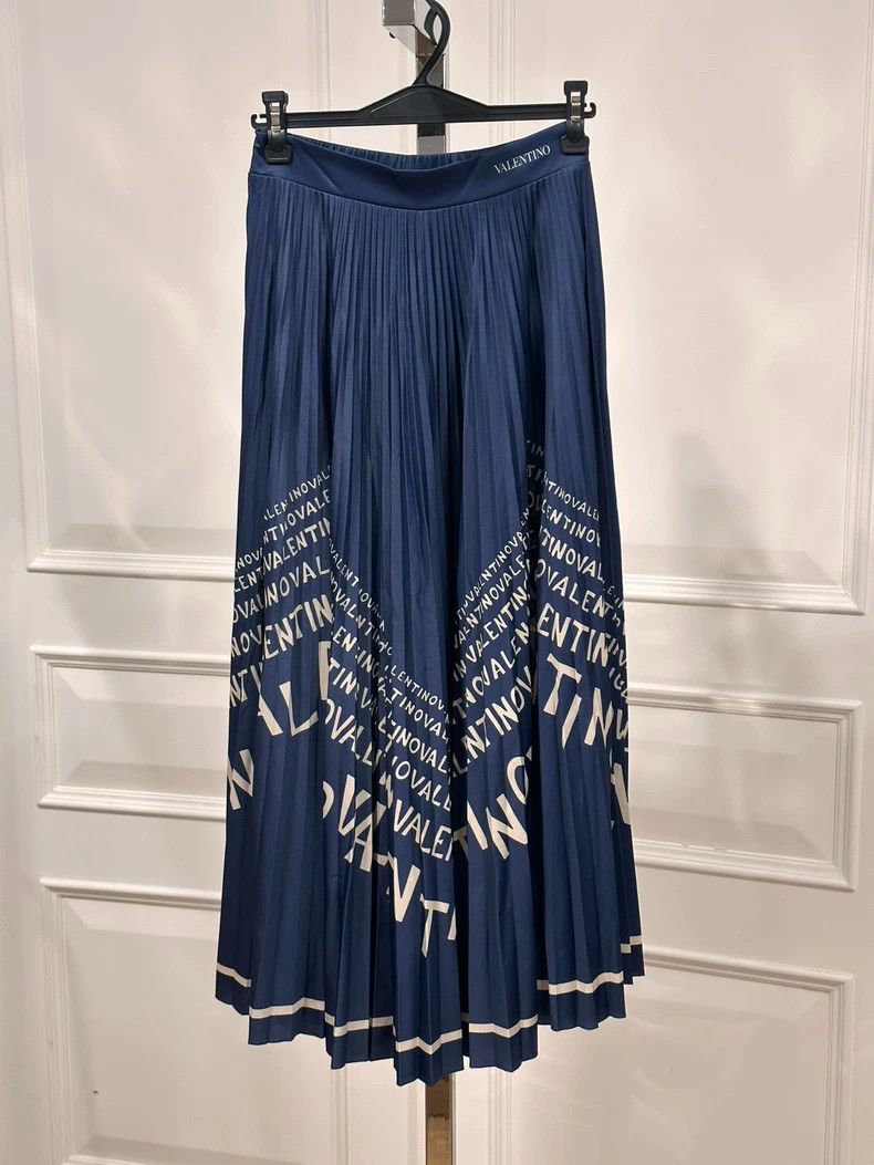 Valentino Valentino Logo print blue pleated skirt Size S / US 4 / IT 40 - 2 Thumbnail