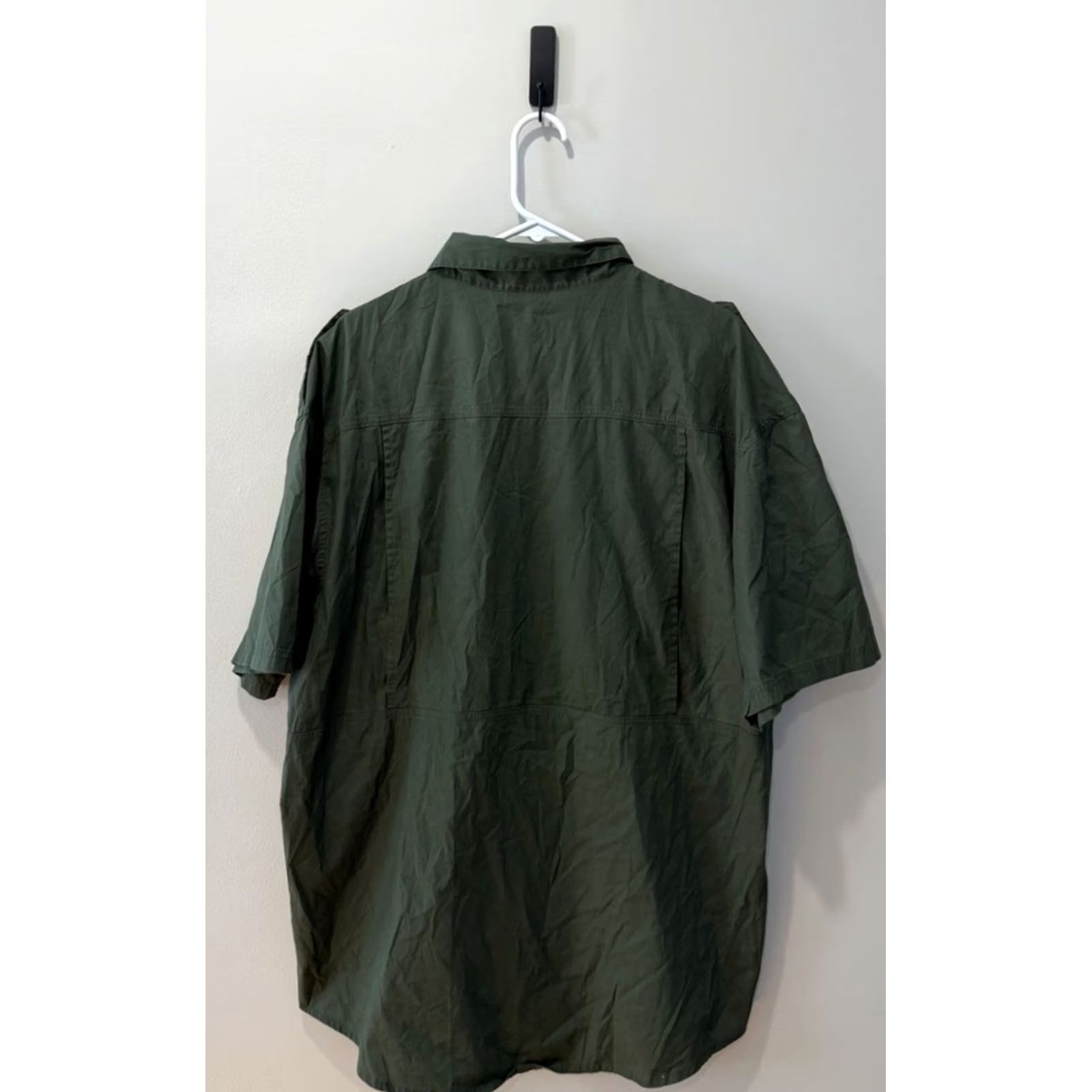 Vintage Massif Button Down Shirt Mens XL Green Officer Workwear Short Sleeve Size US XL / EU 56 / 4 - 2 Thumbnail