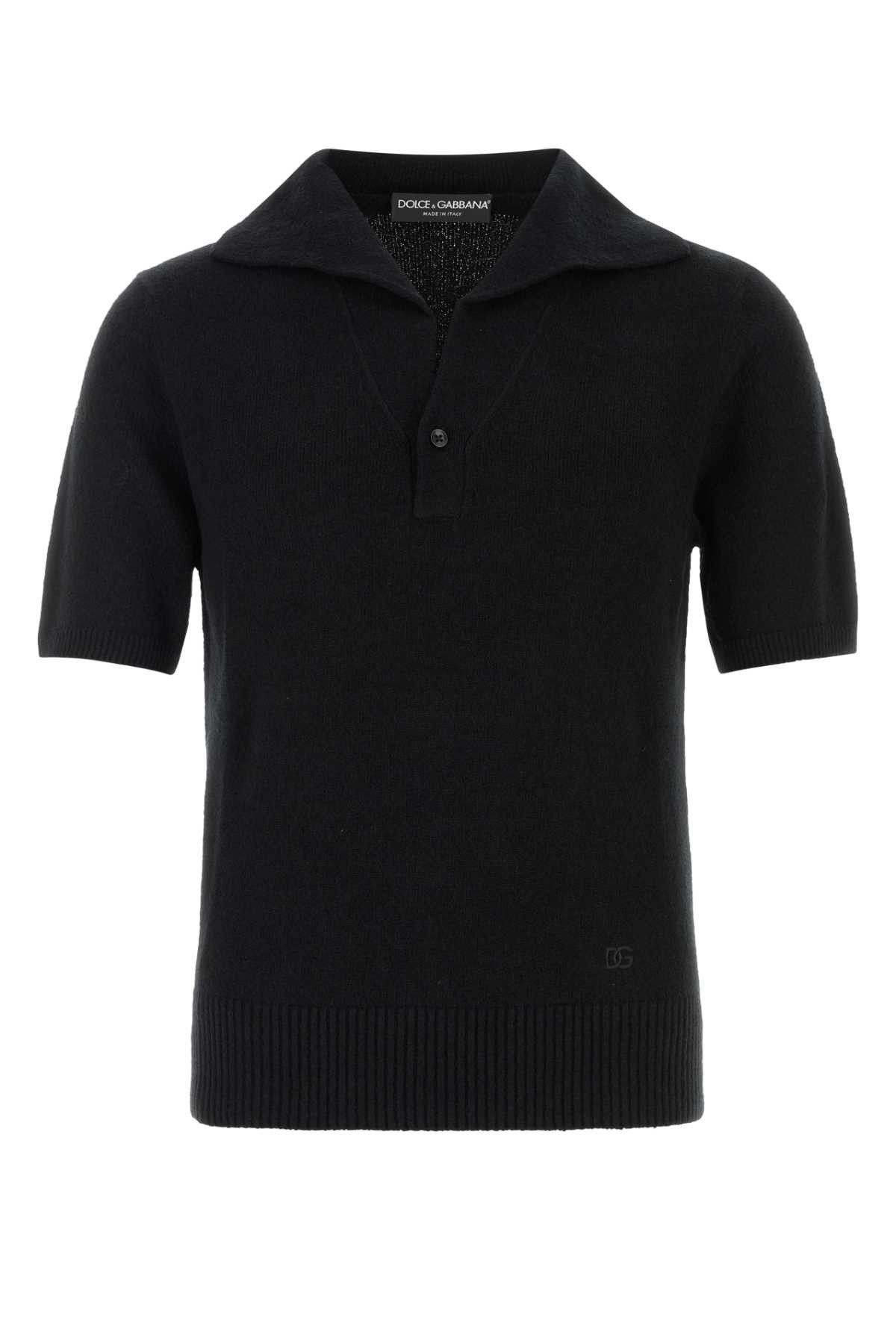 Dolce & Gabbana Black Cotton Blend Polo Shirt Size US L / EU 52-54 / 3 - 1 Thumbnail