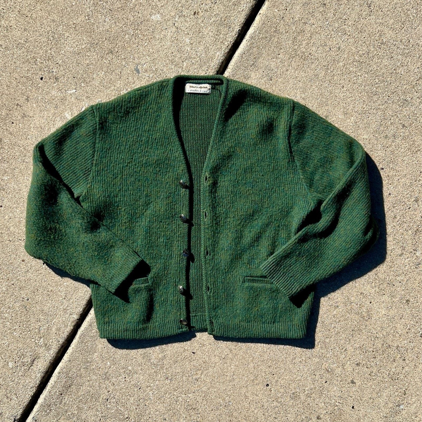 Vintage Vintage 1960s Wool & Mohair Green Cardigan | Size S Size US S / EU 44-46 / 1 - 6 Thumbnail