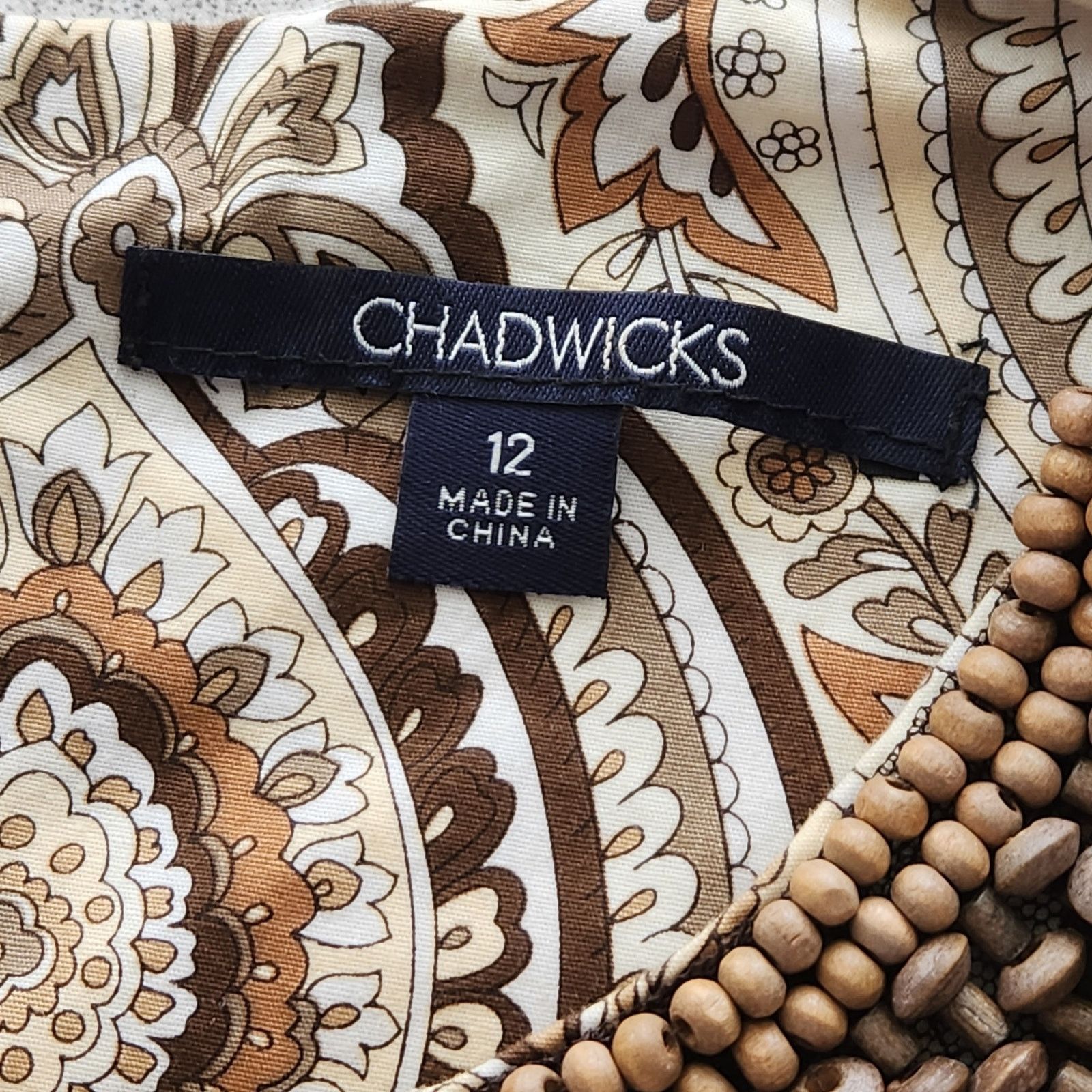 Other Chadwicks Brown Floral Beaded Round Neck Sheath Dress 12 Size XL / US 12-14 / IT 48-50 - 4 Thumbnail