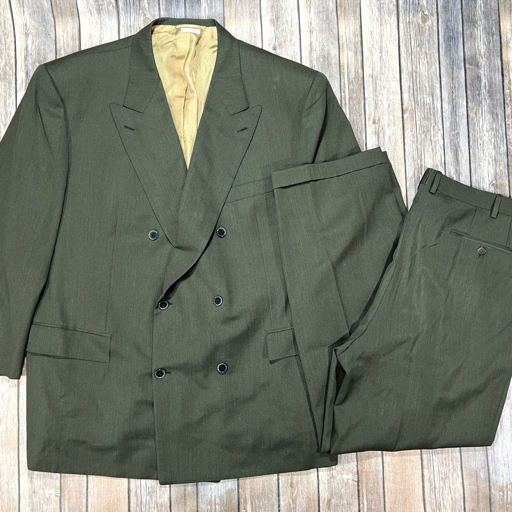 Brioni VINTAGE Brioni Double Breasted Wool Suit Set Coat Blazer Pants 50R Mens 36x30 Green Size 50R - 2 Thumbnail