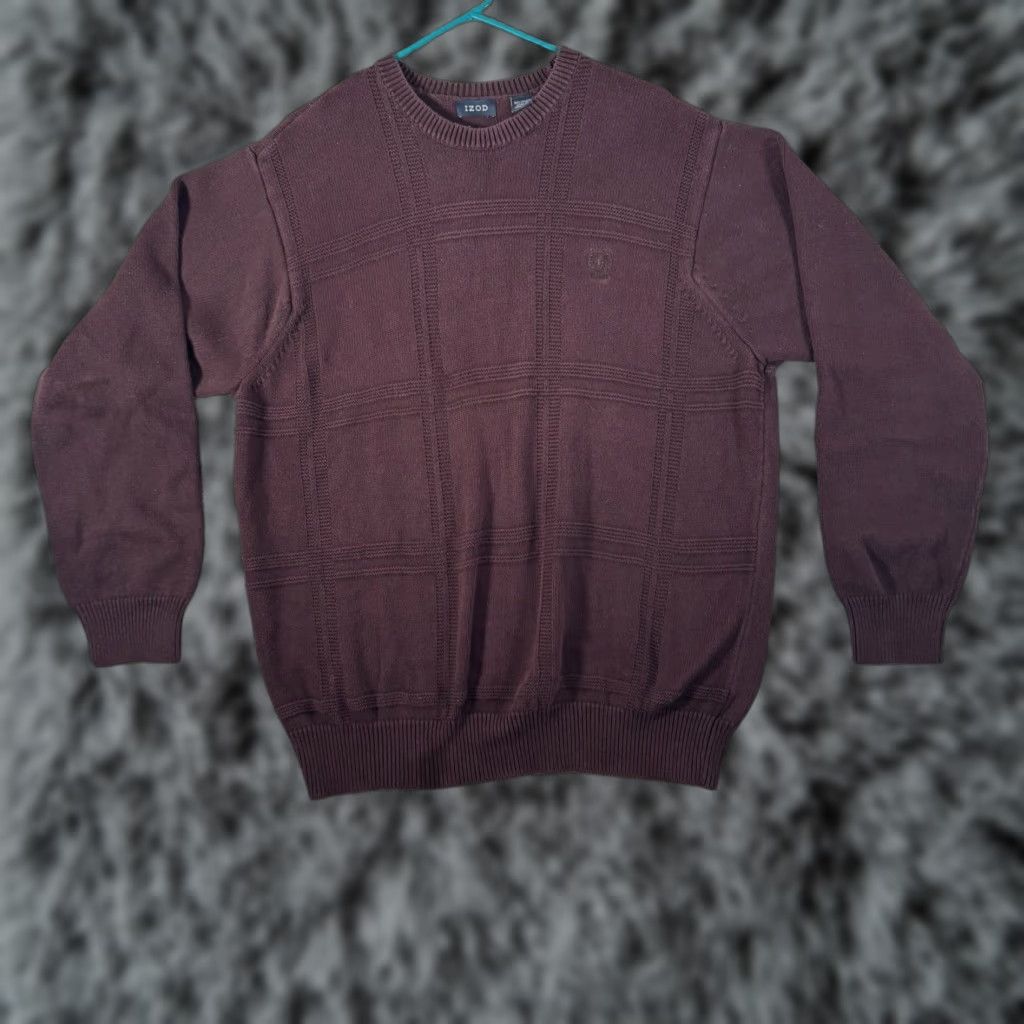 Izod VINTAGE Izod Sweater XL Textured Preppy Dark Academia Ivy Old Money Dad Men Crew Neck Knit Pullover Red 90s Size US XL / EU 56 / 4 - 1 Thumbnail