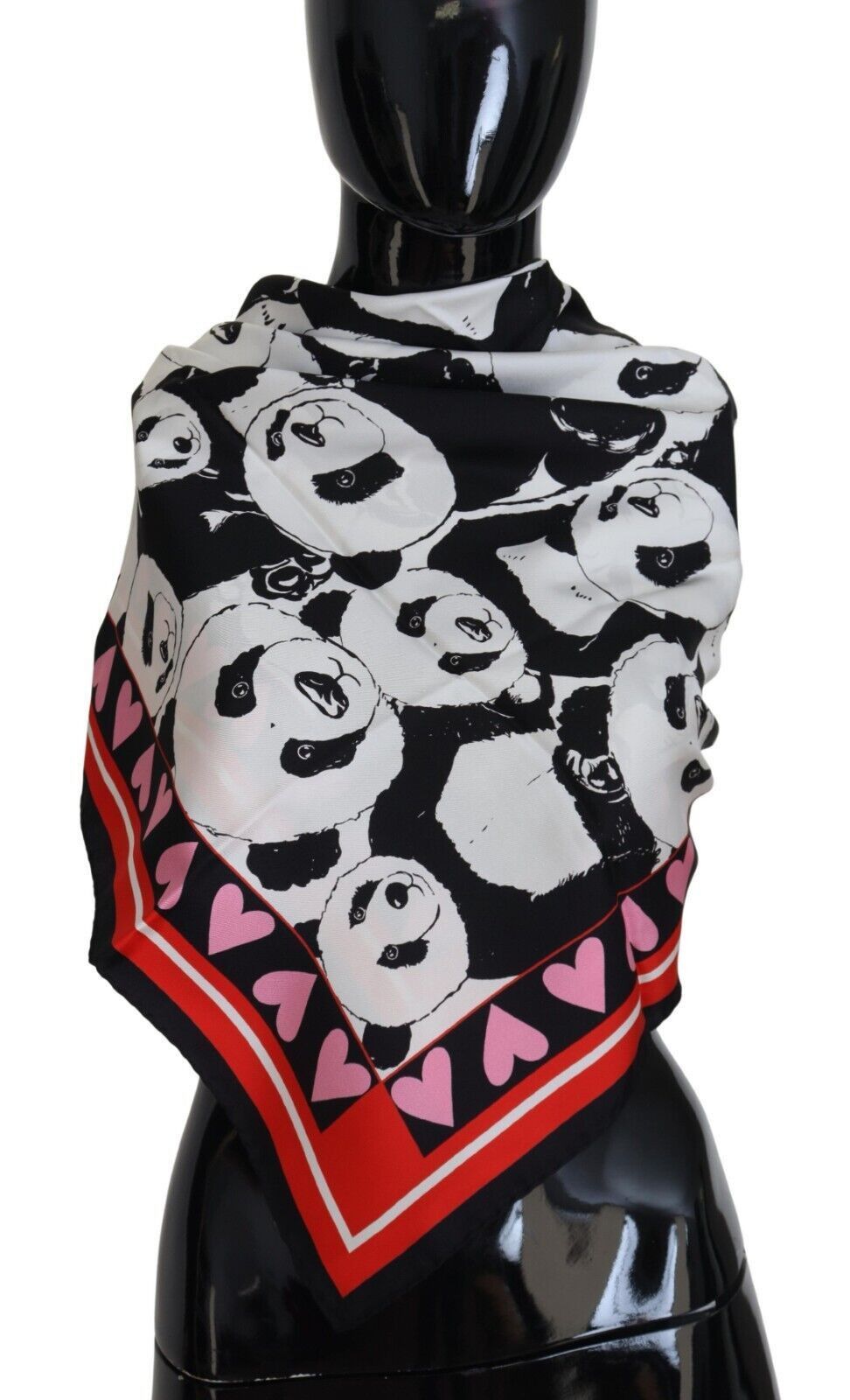 Dolce & Gabbana Elegant Panda Print Silk Men's Scarf Size ONE SIZE - 1 Thumbnail