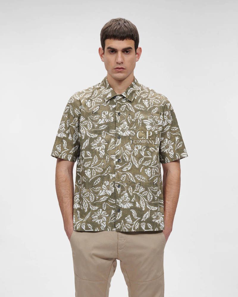 C.P. Company o1y1224 Patterned Shirt in Military Green/White Size US XS / EU 42 / 0 - 6 Thumbnail