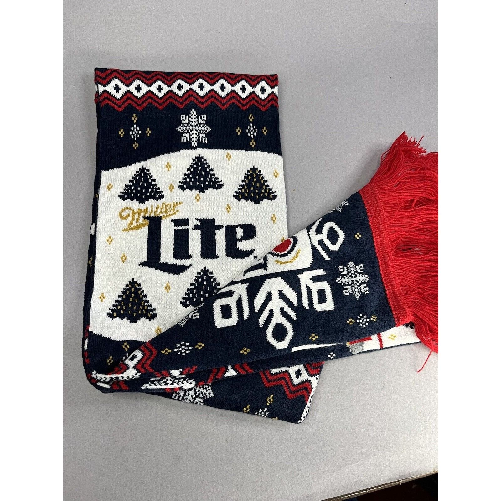 Other Miller Light Beer Knit Holiday Scarf Ugly Christmas Sweater Size ONE SIZE - 3 Thumbnail