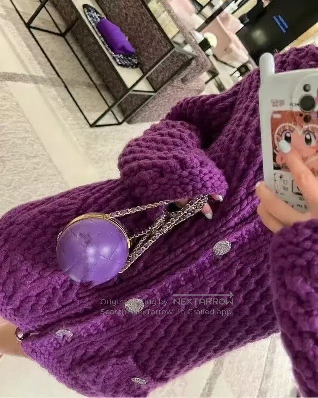 Chanel Chanel Handmade workshop series thick line purple wool coa Size XS / US 0-2 / IT 36-38 - 3 Thumbnail