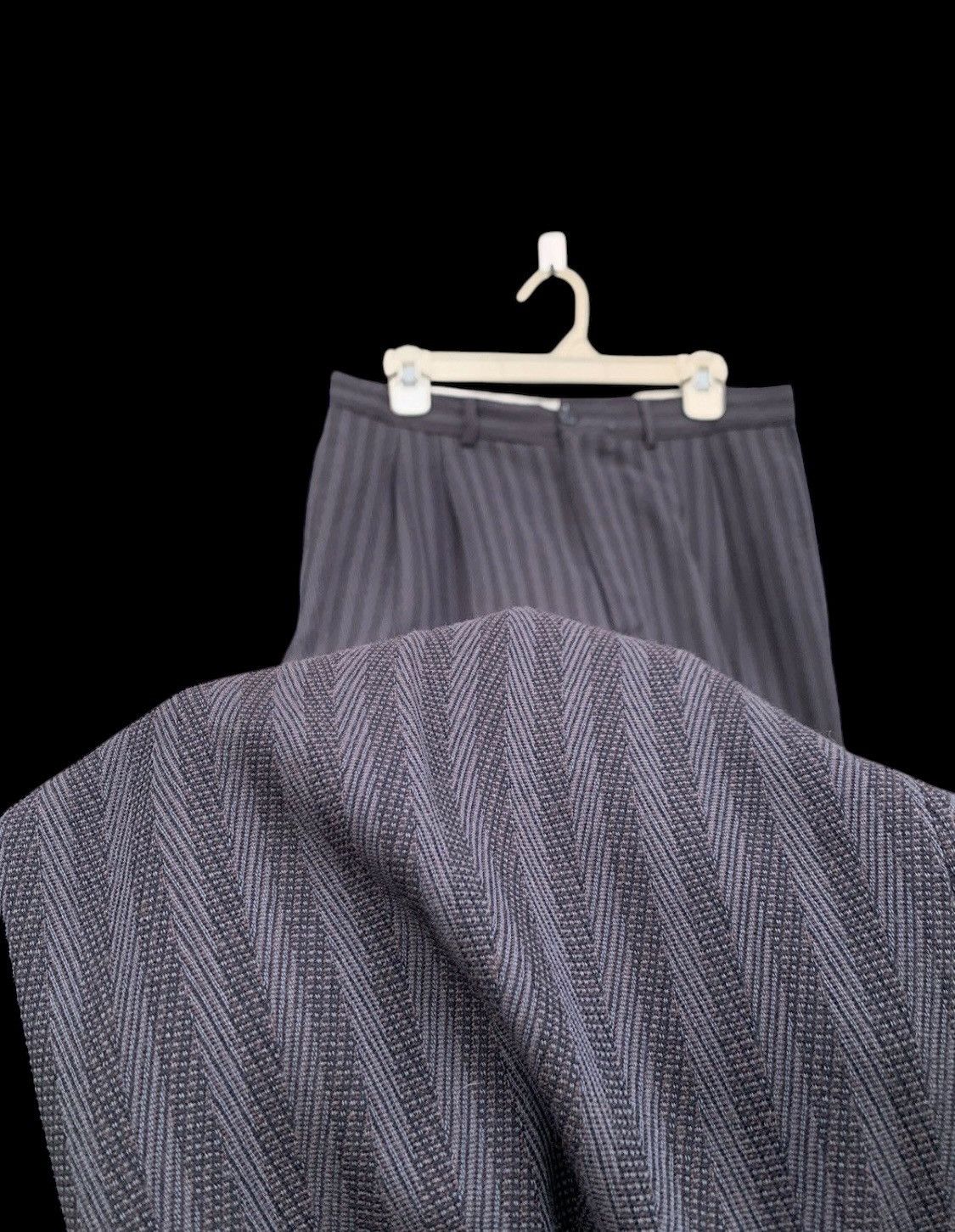 Vintage 🔥Vintage Italian texture striped baggy wool trouser pants Size US 31 - 5 Thumbnail
