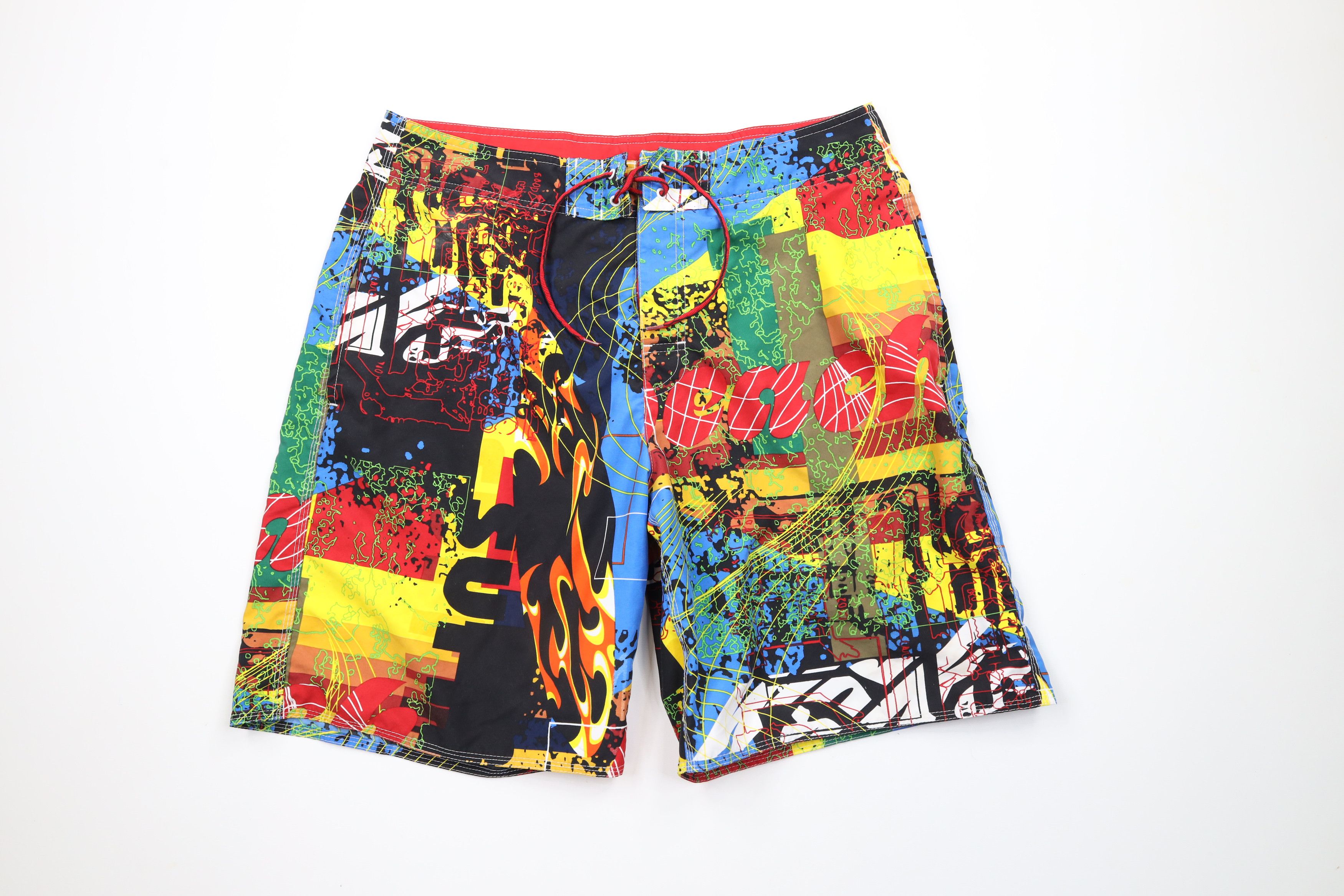 Vintage Vintage 90s Streetwear Rainbow All Over Print Board Shorts Size US 36 / EU 52 - 1 Thumbnail