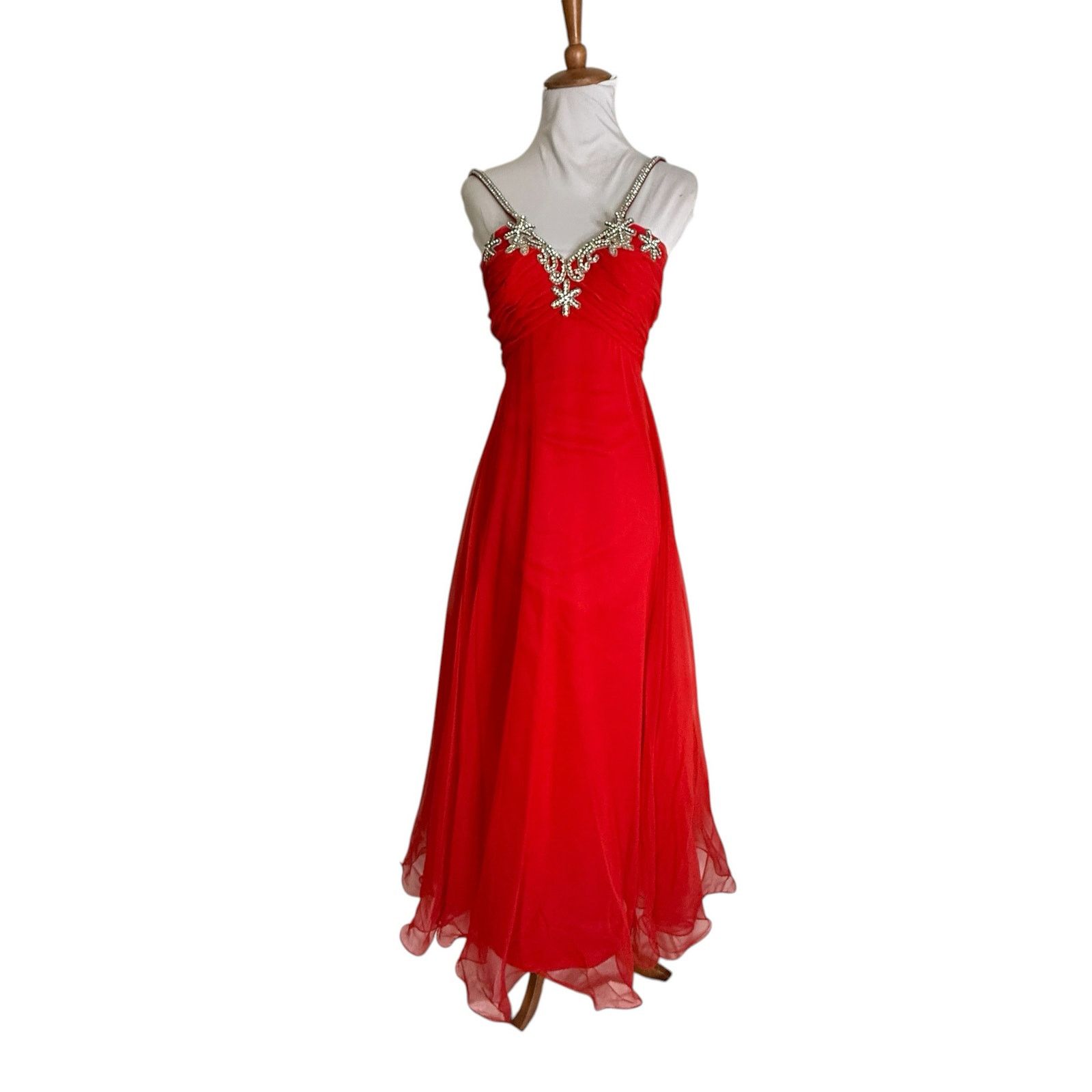 Vintage Vintage Red Chiffon Formal Dress Rhinestone Bust XS 80s Prom Size XS / US 0-2 / IT 36-38 - 1 Thumbnail