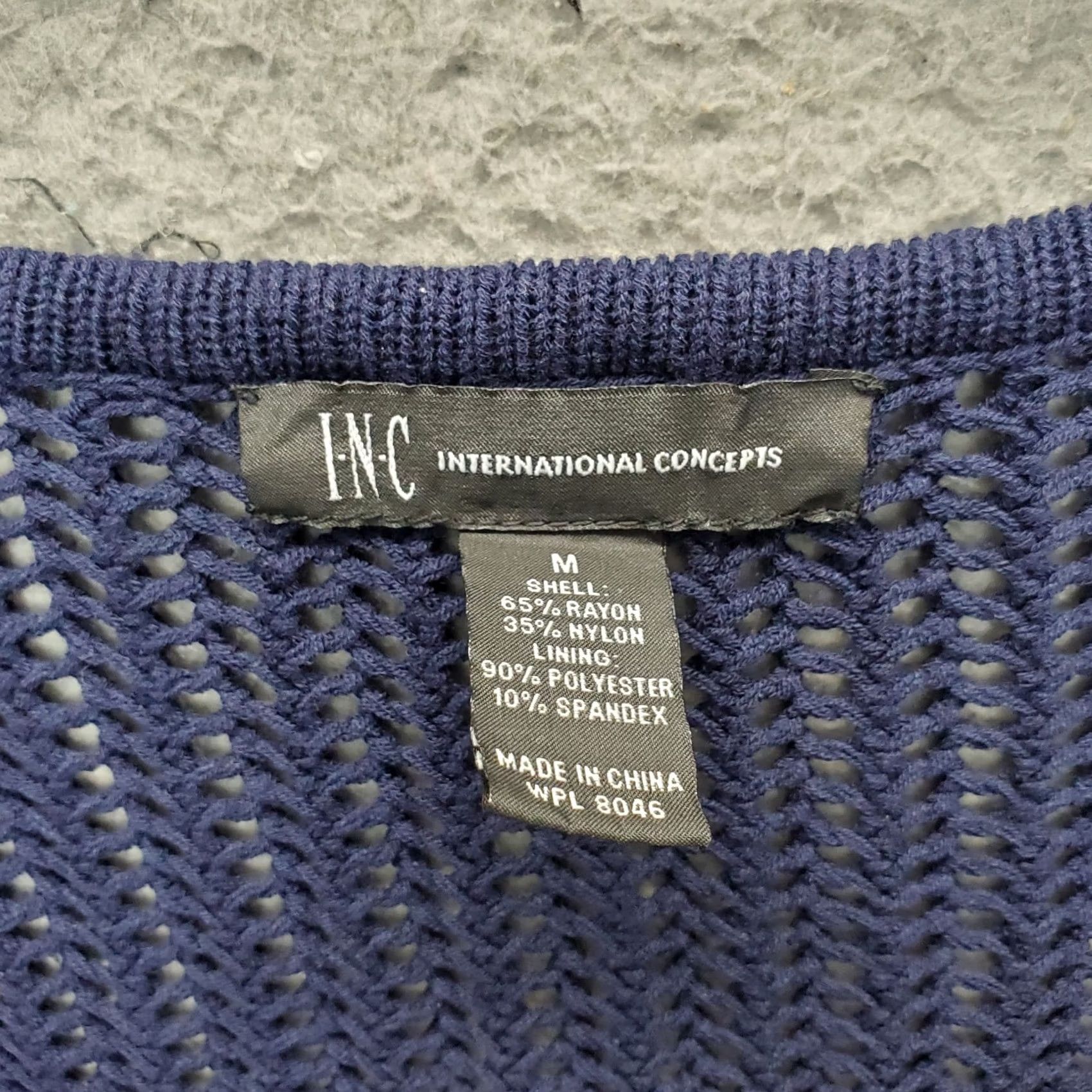 Vintage INC International Concepts Sweater Dress Womens Size M Navy Keyhole Round Neck Size M / US 6-8 / IT 42-44 - 3 Thumbnail