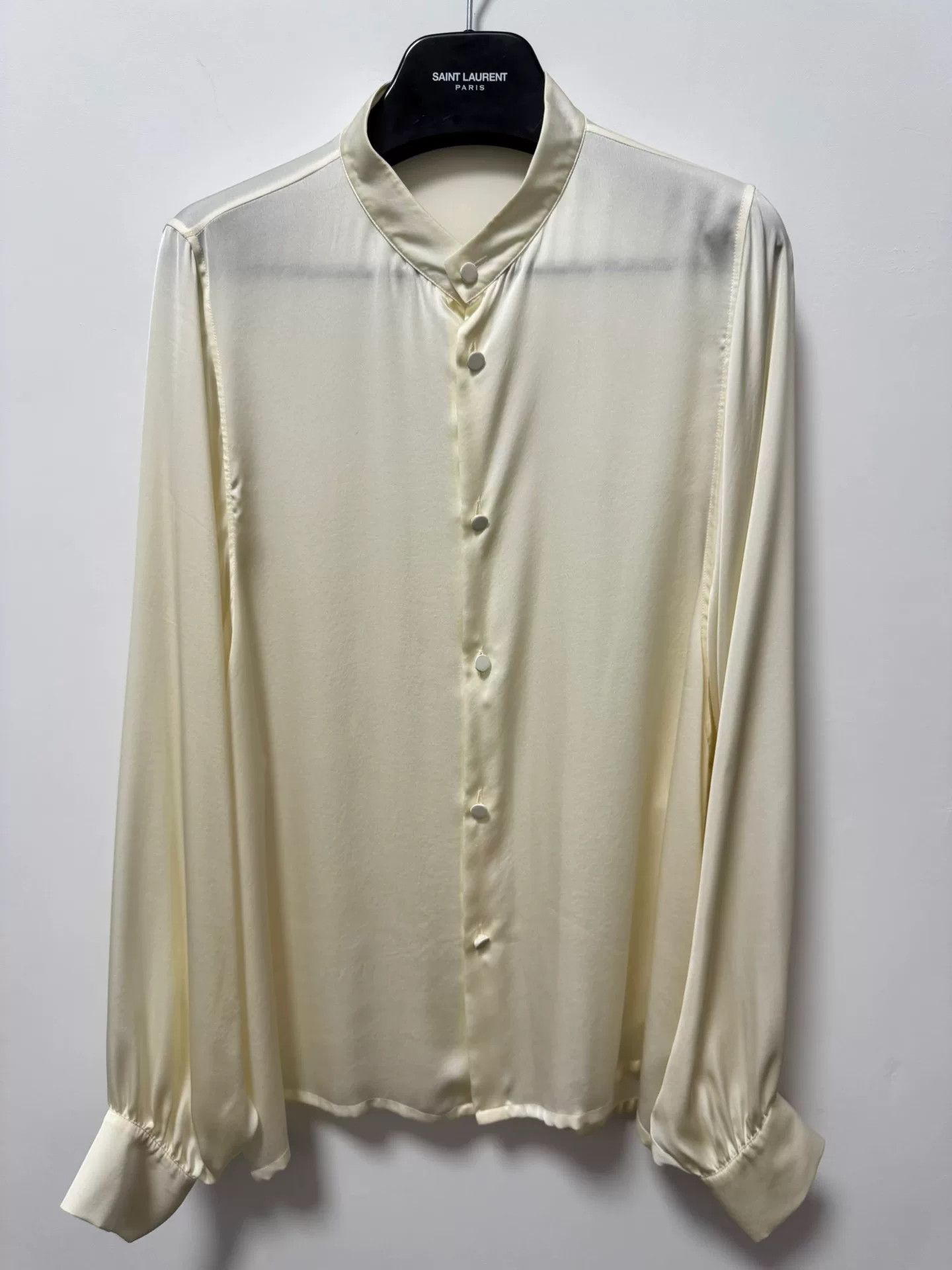 Anthony Vaccarello Saint Laurent 23SS Pleated Silk Blouse Size M / US 6-8 / IT 42-44 - 1 Thumbnail