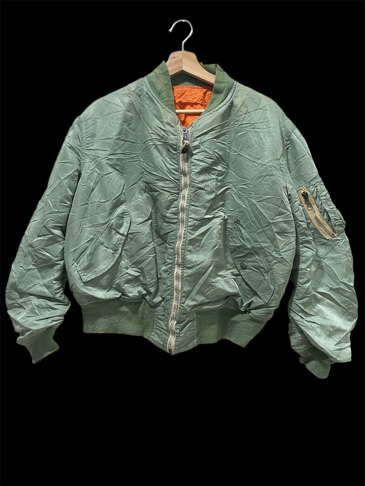 Alpha Industries Vintage Military Flight Bomber MA-1 Jacket Flying Faded Hype Size US S / EU 44-46 / 1 - 2 Thumbnail