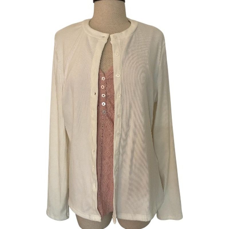 Other Soft Ivory ribbed womens cardigan New lightweight sweater Size XL / US 12-14 / IT 48-50 - 4 Thumbnail