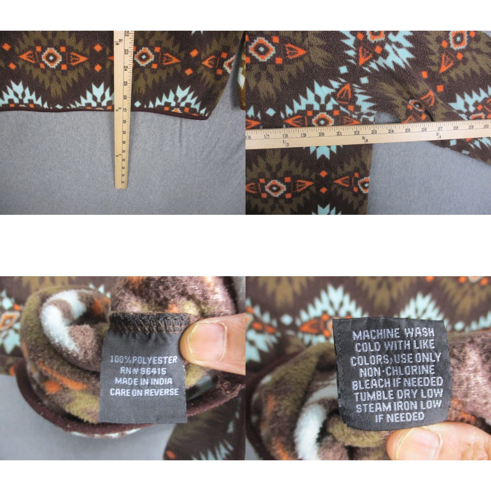 Vintage Free Nature Fleece Pullover Mens Small Brown Aztec Southwest Snap Mock Neck Pullover Geometric Pattern Sweater Men's Brown Aztec Mock Neck Pullover Size US S / EU 44-46 / 1 - 8 Thumbnail